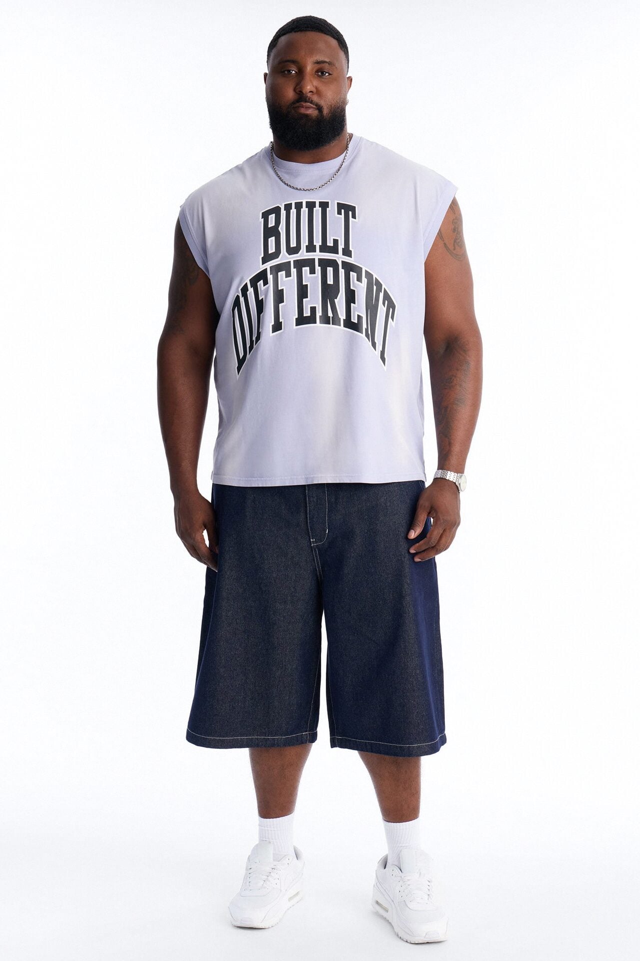 Built Different Vintage Muscle Tee - Blue Wash image 1