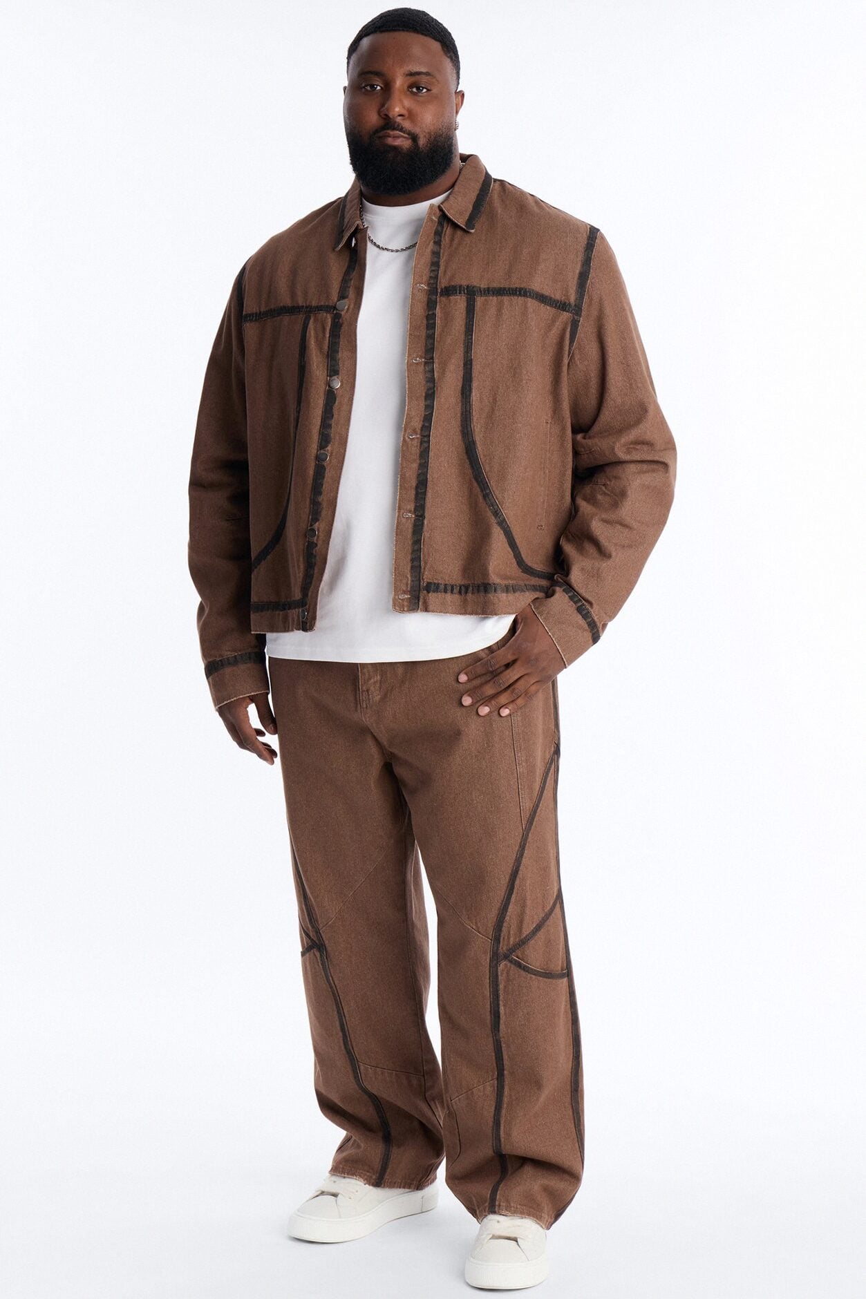 Seeing Lines Baggy Jeans - Brown image 1