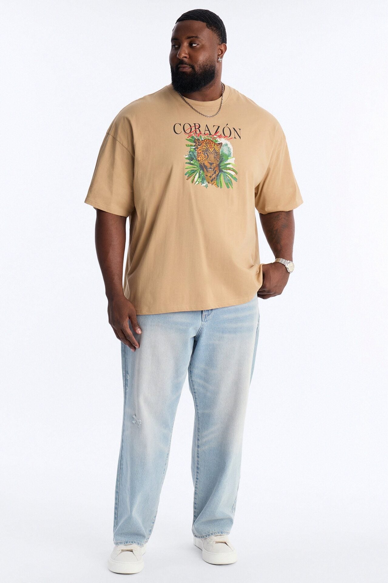 Corazon Sinaloa Oversized Short Sleeve Tee - Tan image 1