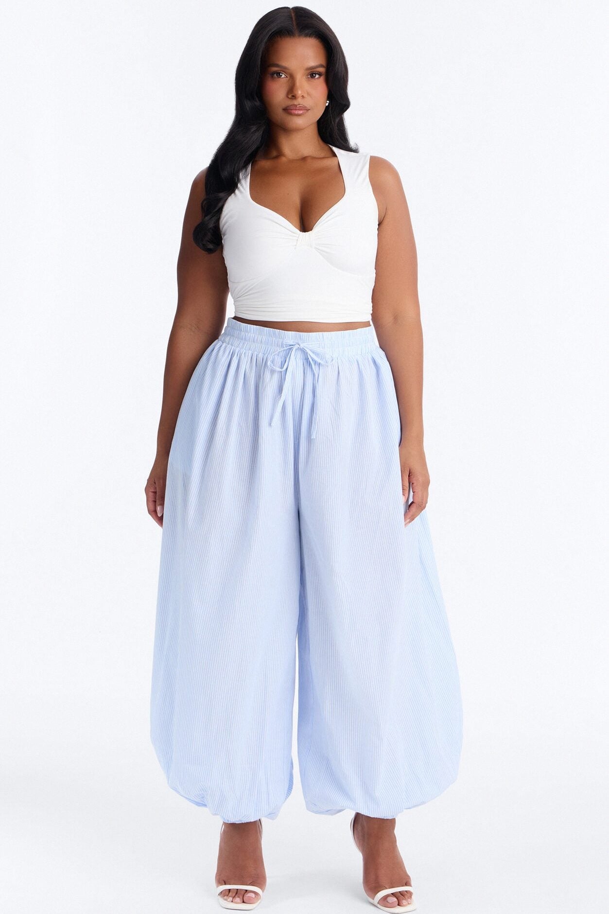 Easy Breezy Pinstripe Balloon Jogger - Blue image 1