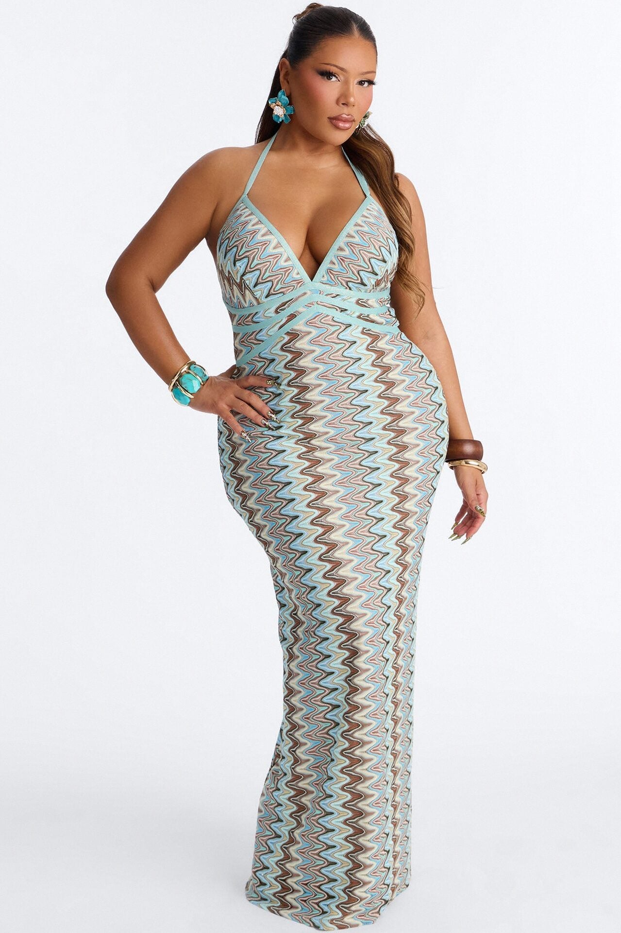 Vacation Vibes Only Crochet Maxi Dress - Blue image 1