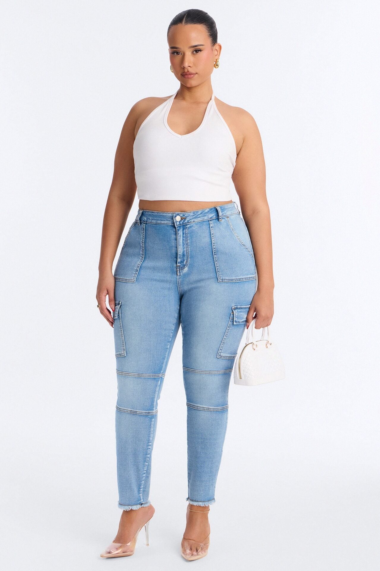 Guilty Pleasure Cargo Skinny Jeans - Light Wash image 1