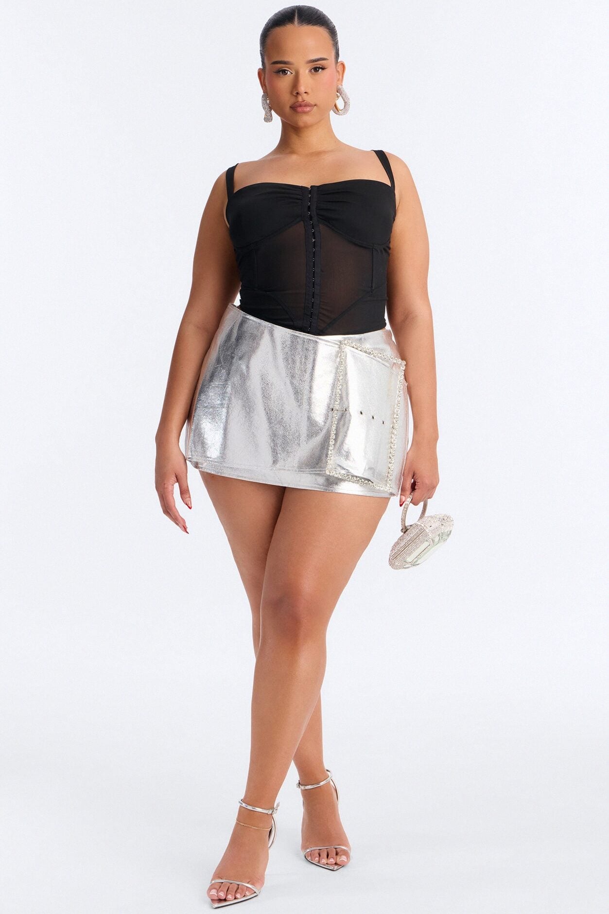 Lani Mesh Sweetheart Sleeveless Corset Top - Black image 1