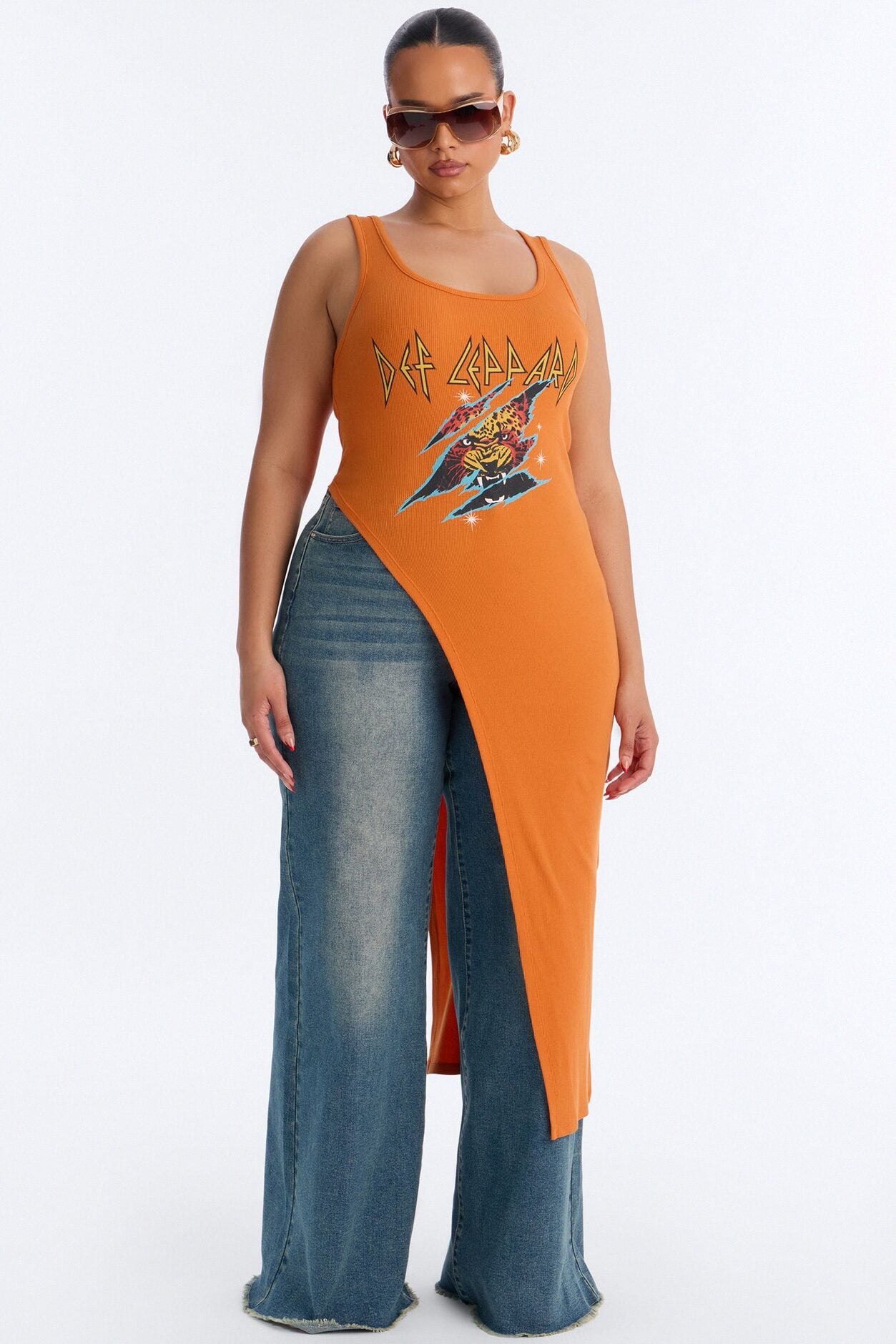 Def Leppard Long Asymmetrical Tank - Orange image 1