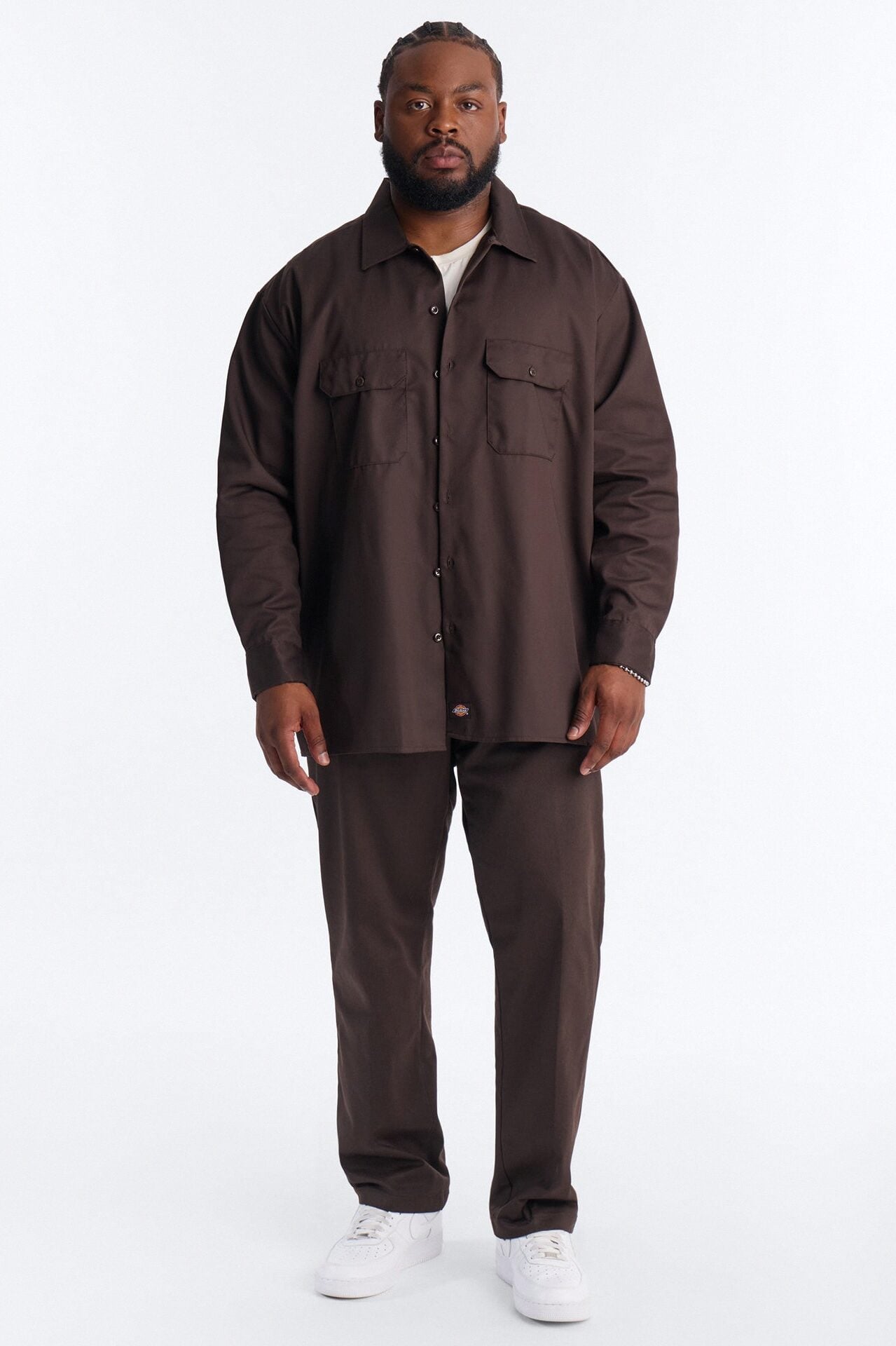 Dickies Twill Long Sleeve Work Shirt - Dark Brown image 1
