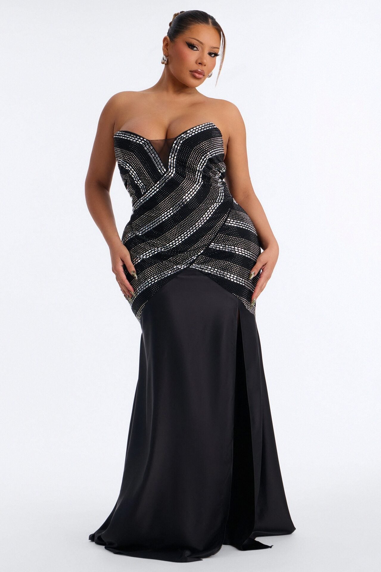 Daniella Embellished Drop Waist Gown - Black image 1