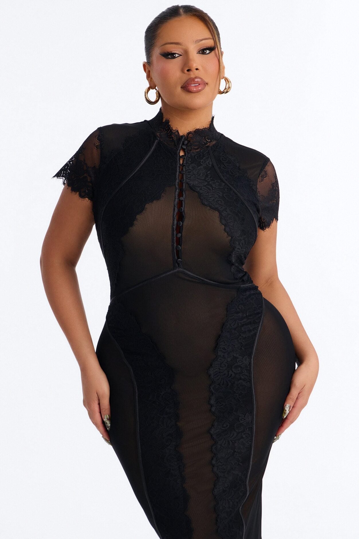 Madalyn Lace Midi Dress - Black image 5