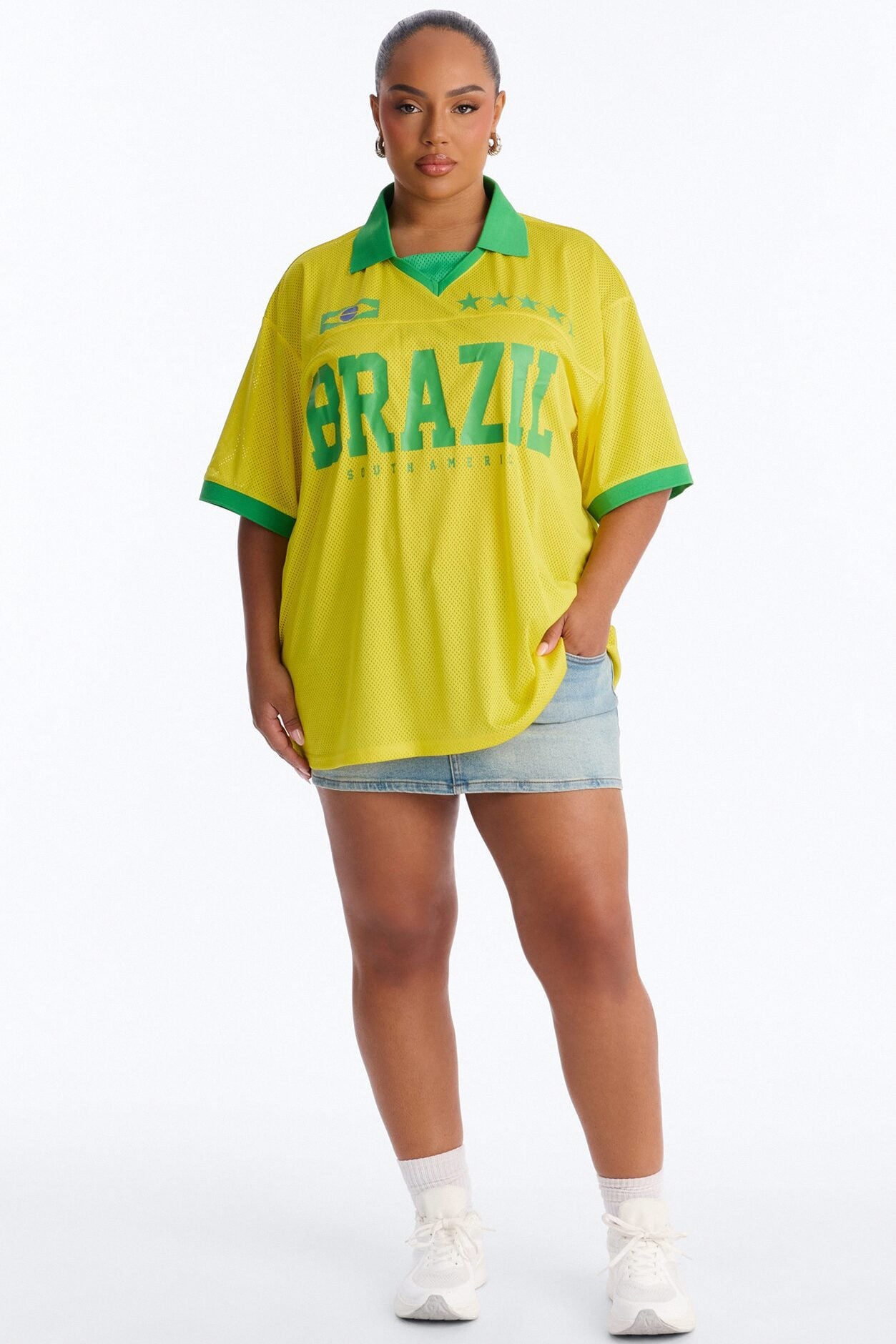 Brazil Mesh Collar Jersey - Yellow image 1