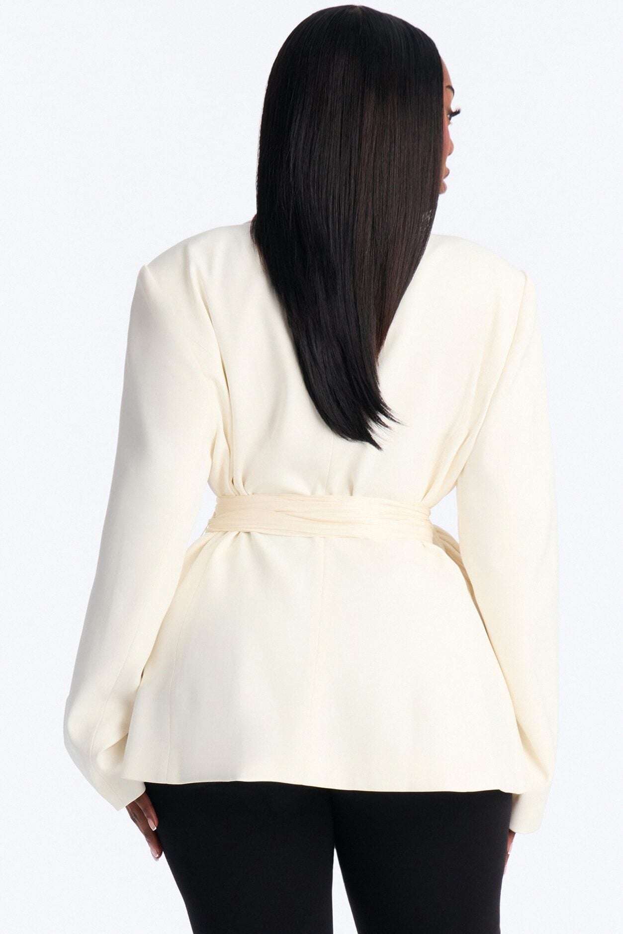 Stella Wrap Waist Blazer Single Breasted Blazer - Ivory image 1