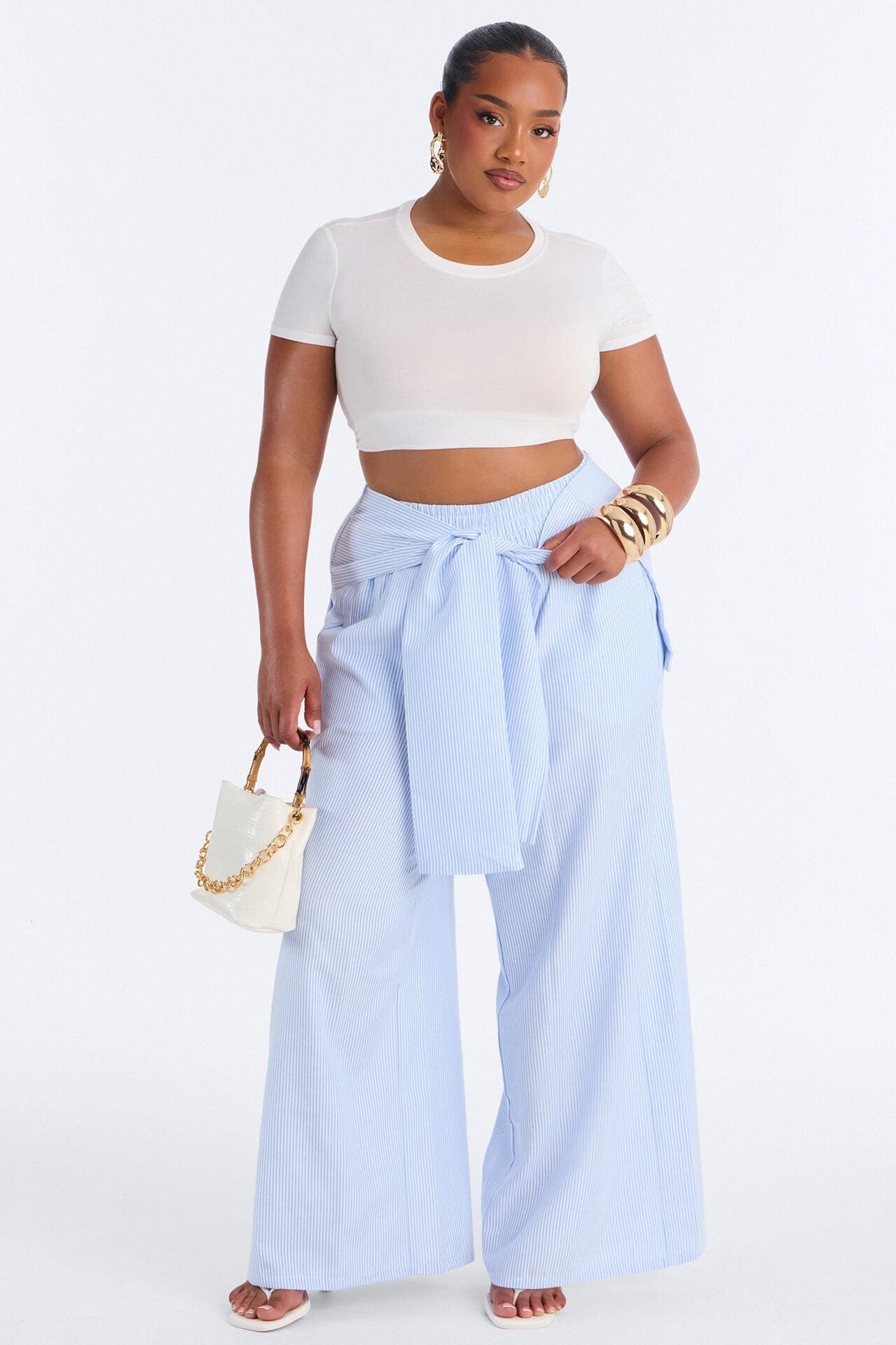 Daily Practice Pinstripe Wrap Waist 2 Piece Pant - Blue image 1