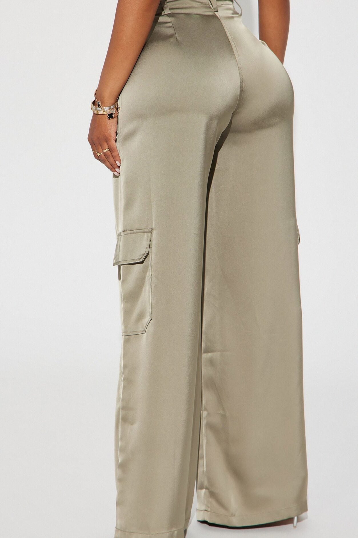 Pretty Girl Satin Cargo Pant - Olive image 6