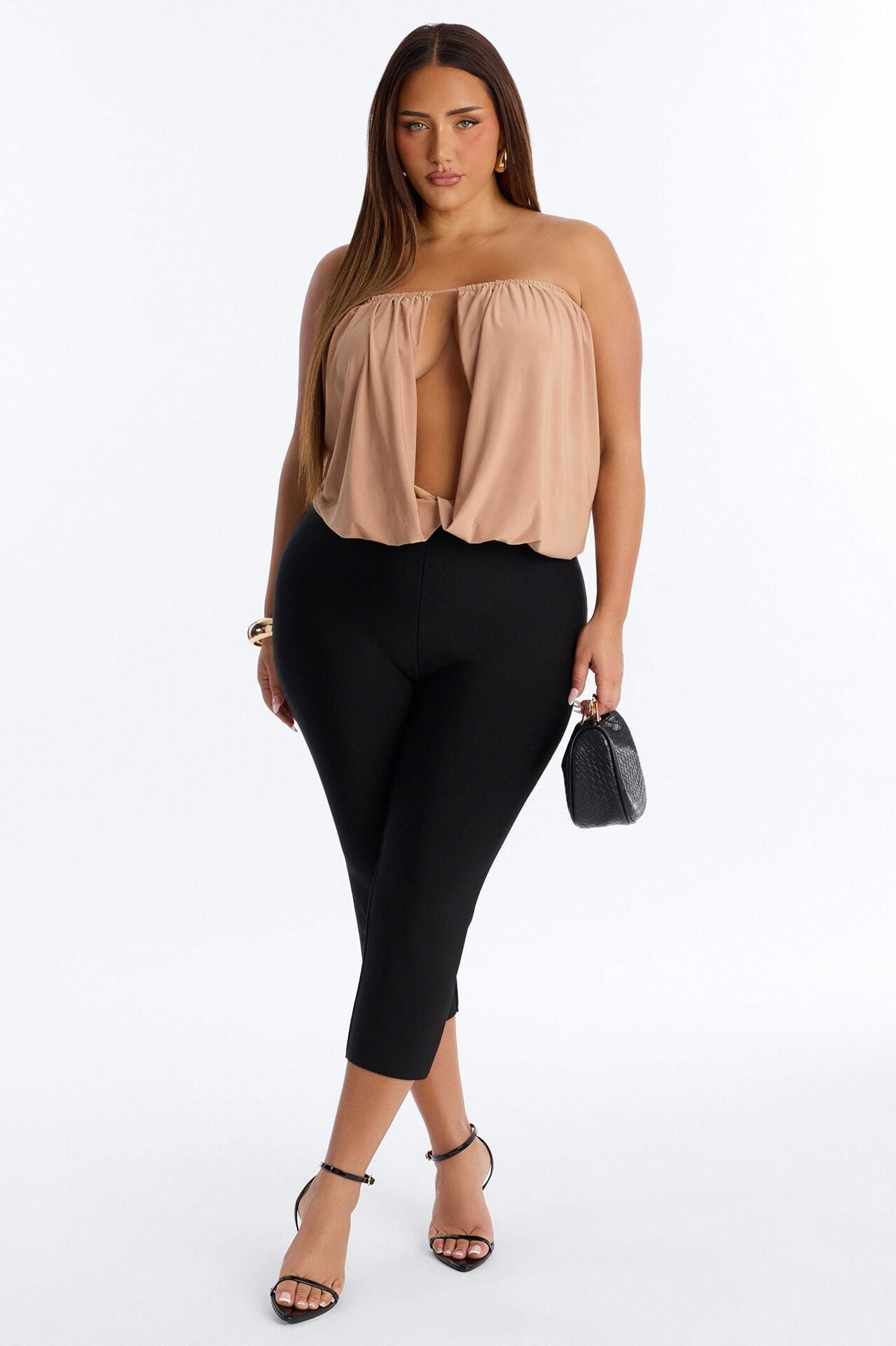 Villa Queen Loose Ruched Tube Top - Taupe image 1