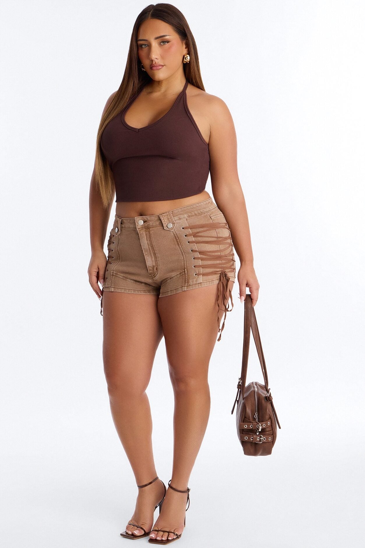 After Hours Lace Up Hot Short - Khaki image 1