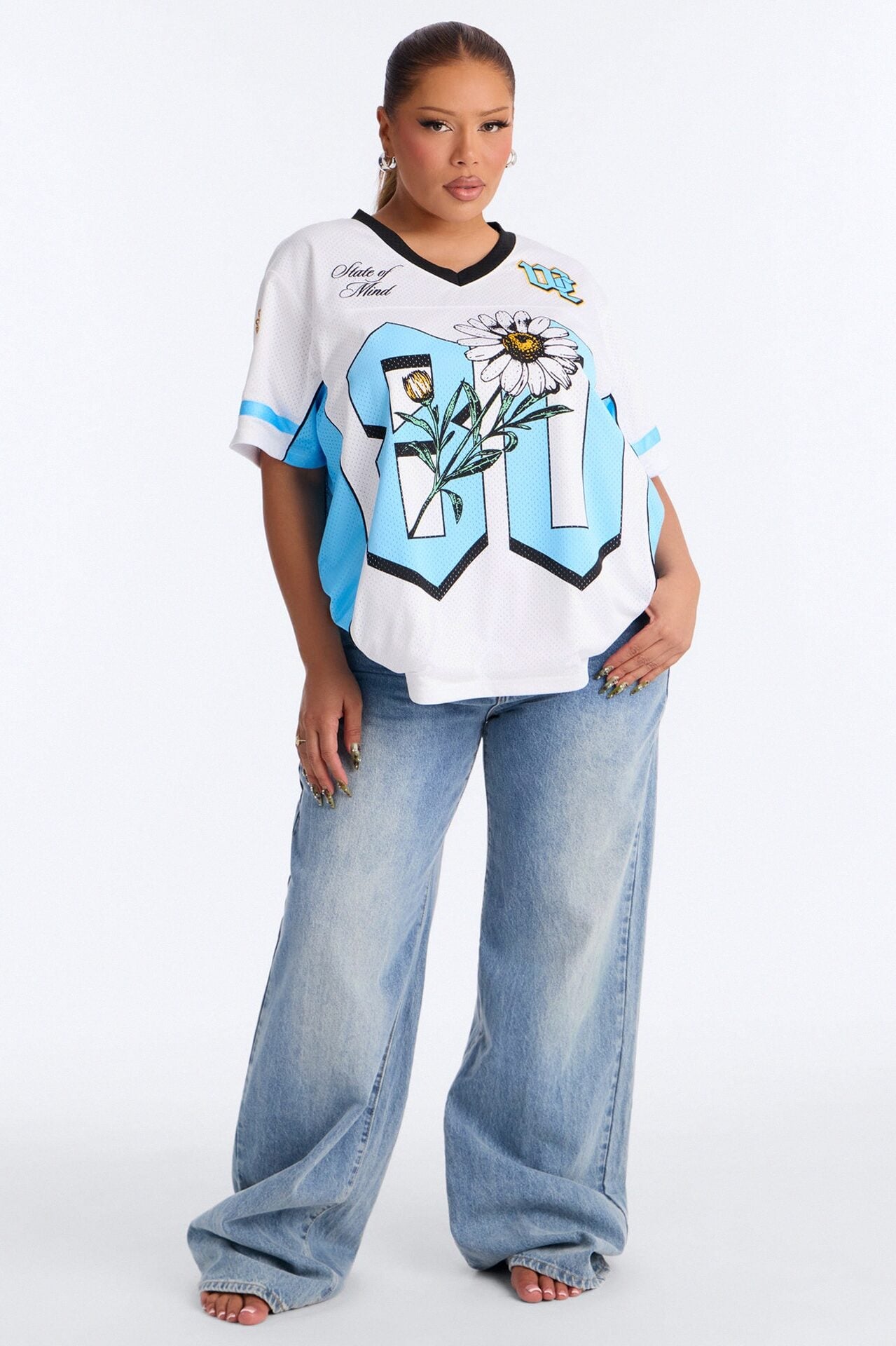 West Coast Daisy Mesh Jersey - White image 1