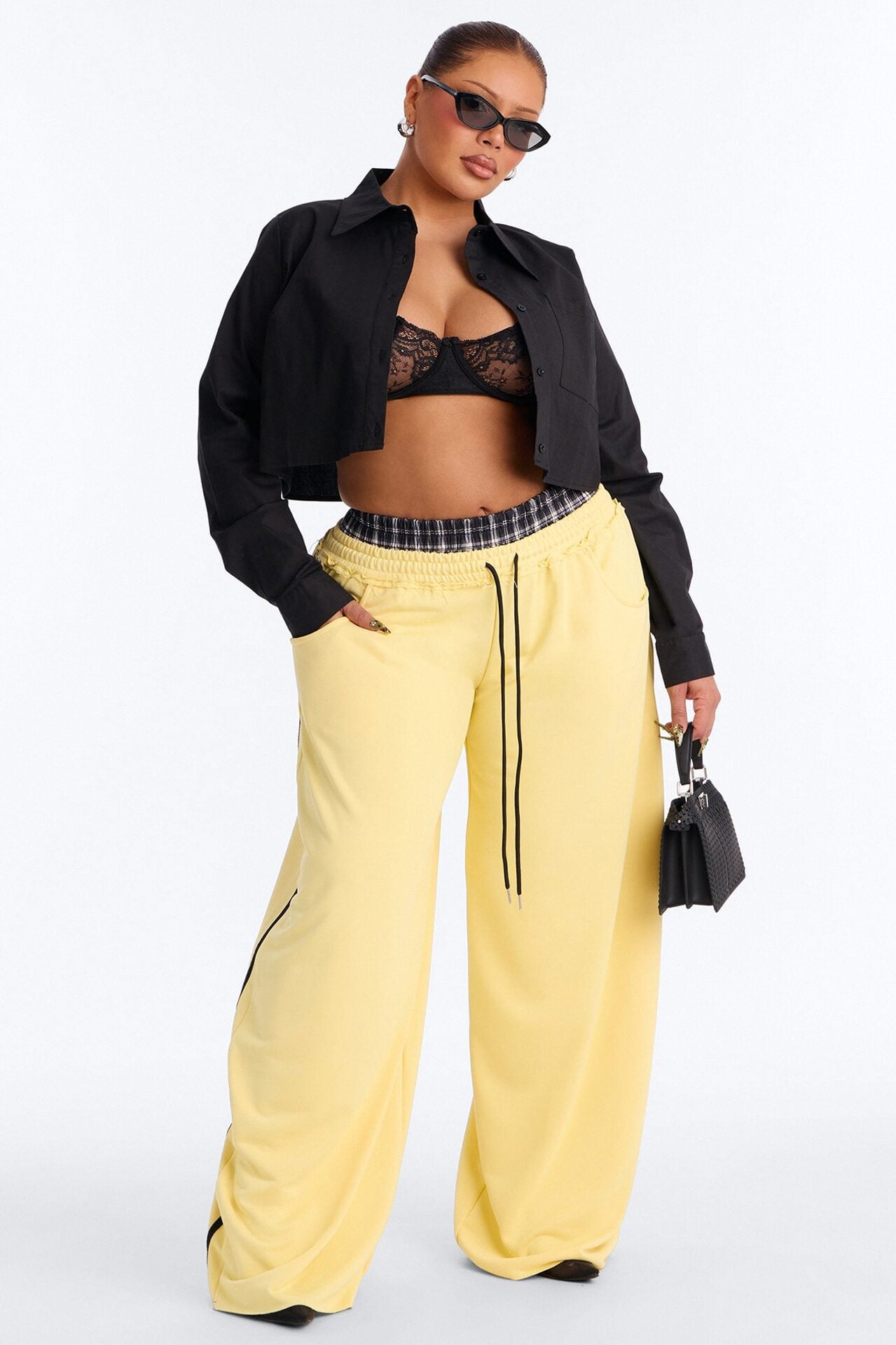 Seeing Double Striped Double Waistband Sweatpants - Yellow image 1