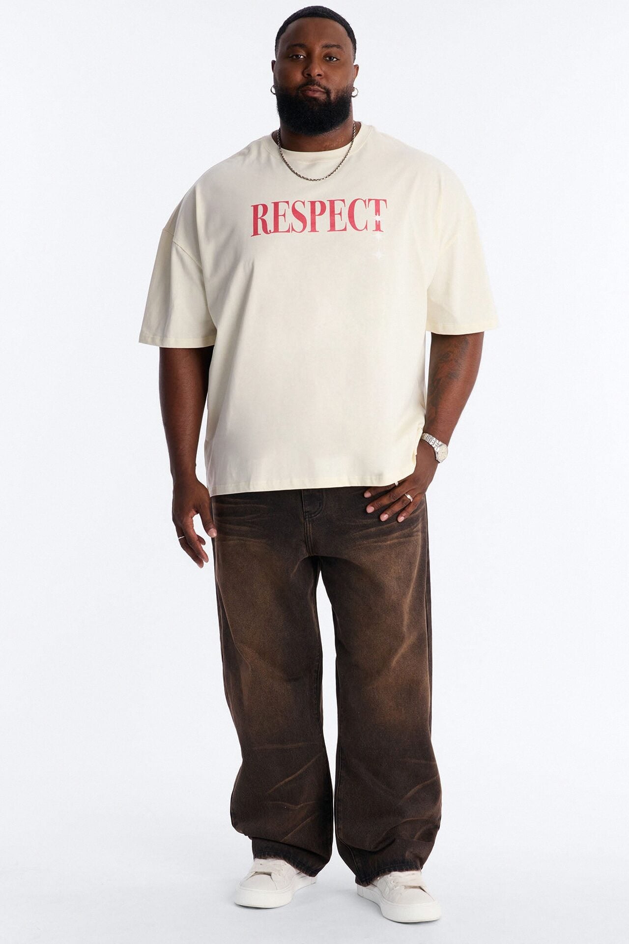 Luke 6:31 Foil Heavy Weight Oversized Short Sleeve Tee - Cream image 7