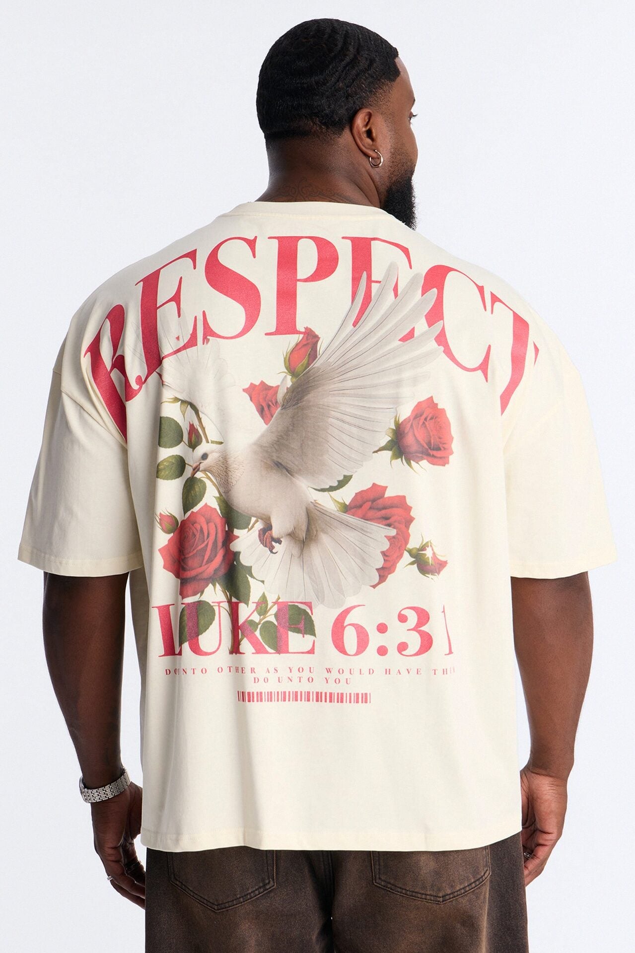 Luke 6:31 Foil Heavy Weight Oversized Short Sleeve Tee - Cream image 6
