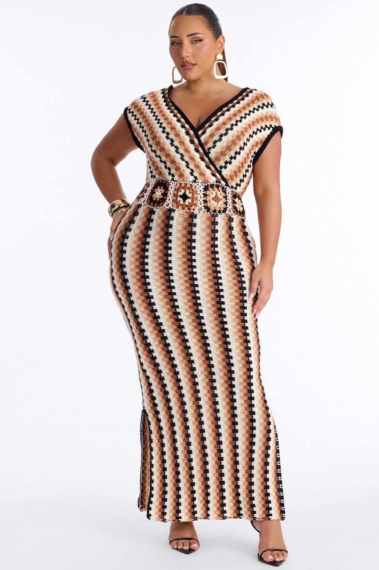 Palm Royale Sweater Maxi Dress - Taupe/combo image 1