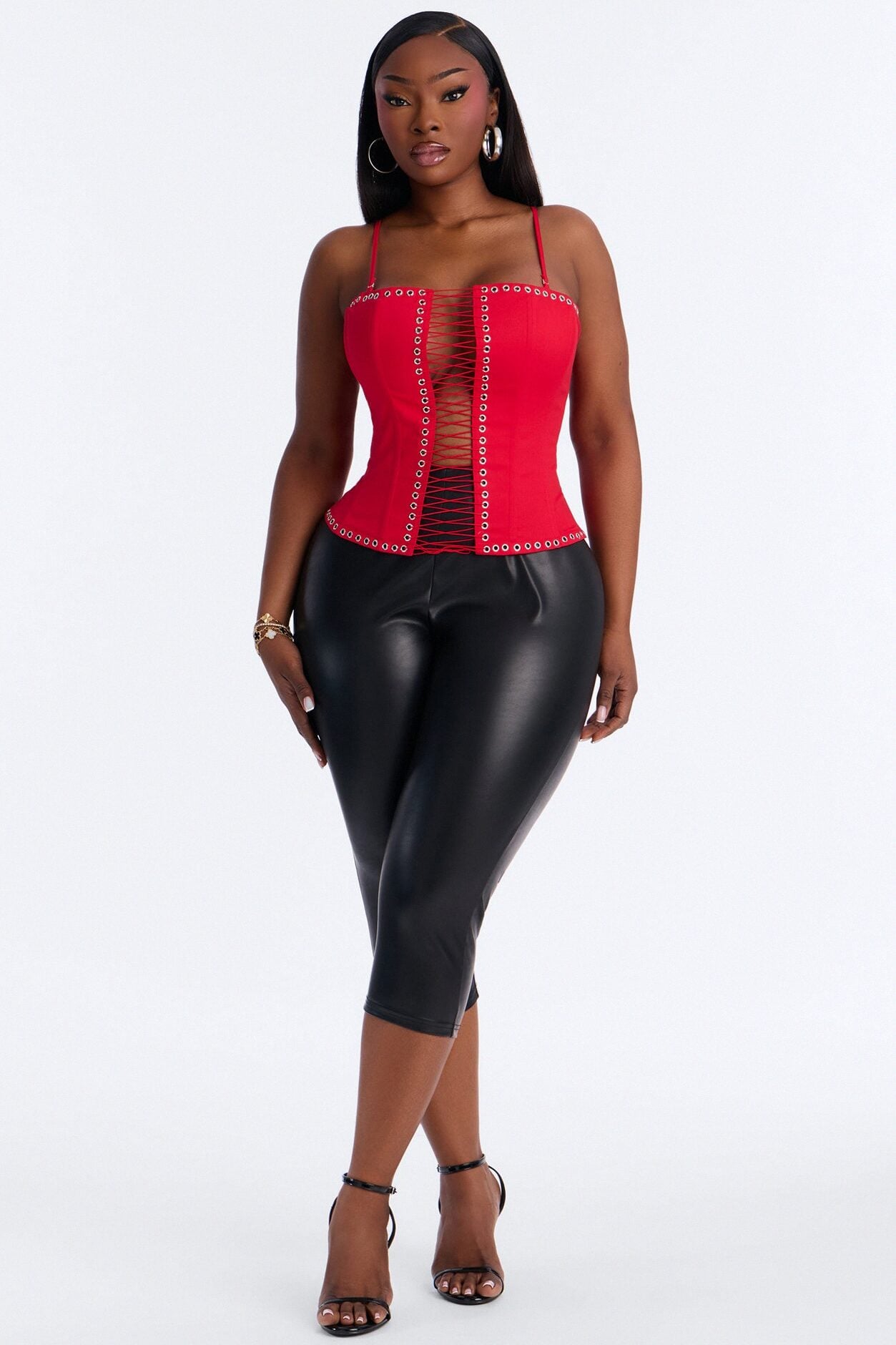 Dark Beauty Lace Up Corset Top - Red image 1