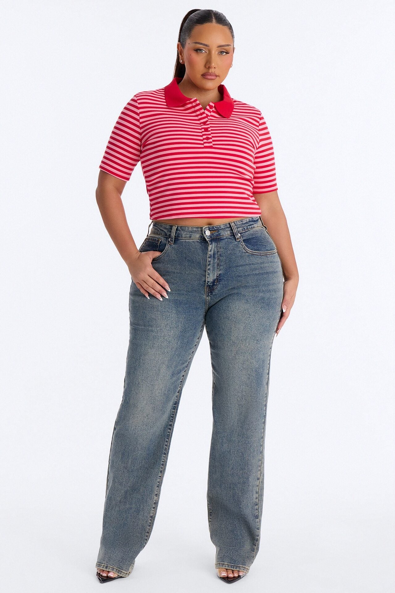 Nellie Stripped Shirt - Red/combo image 1