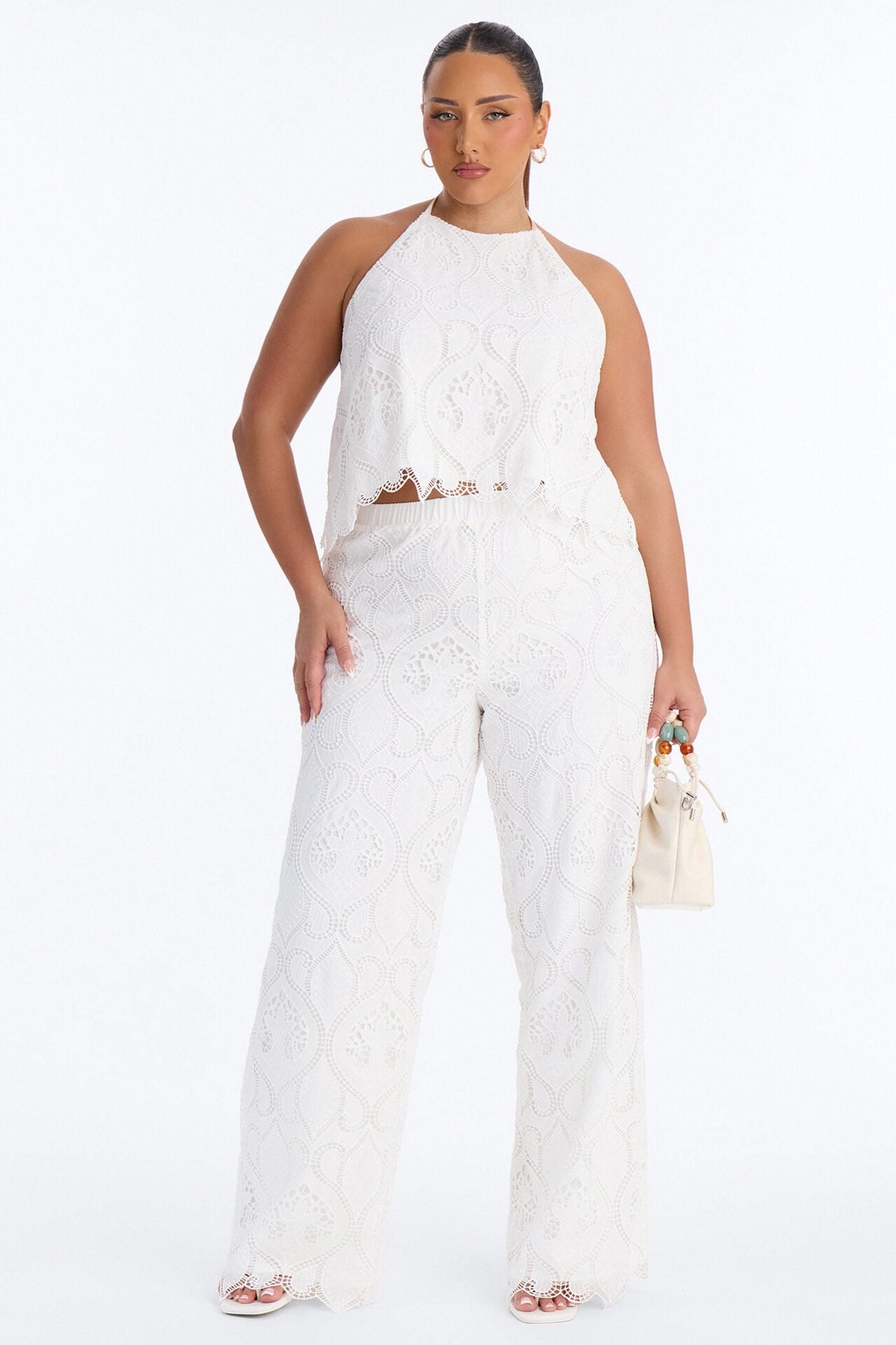 Zaria Eyelet Pant Set - White image 1