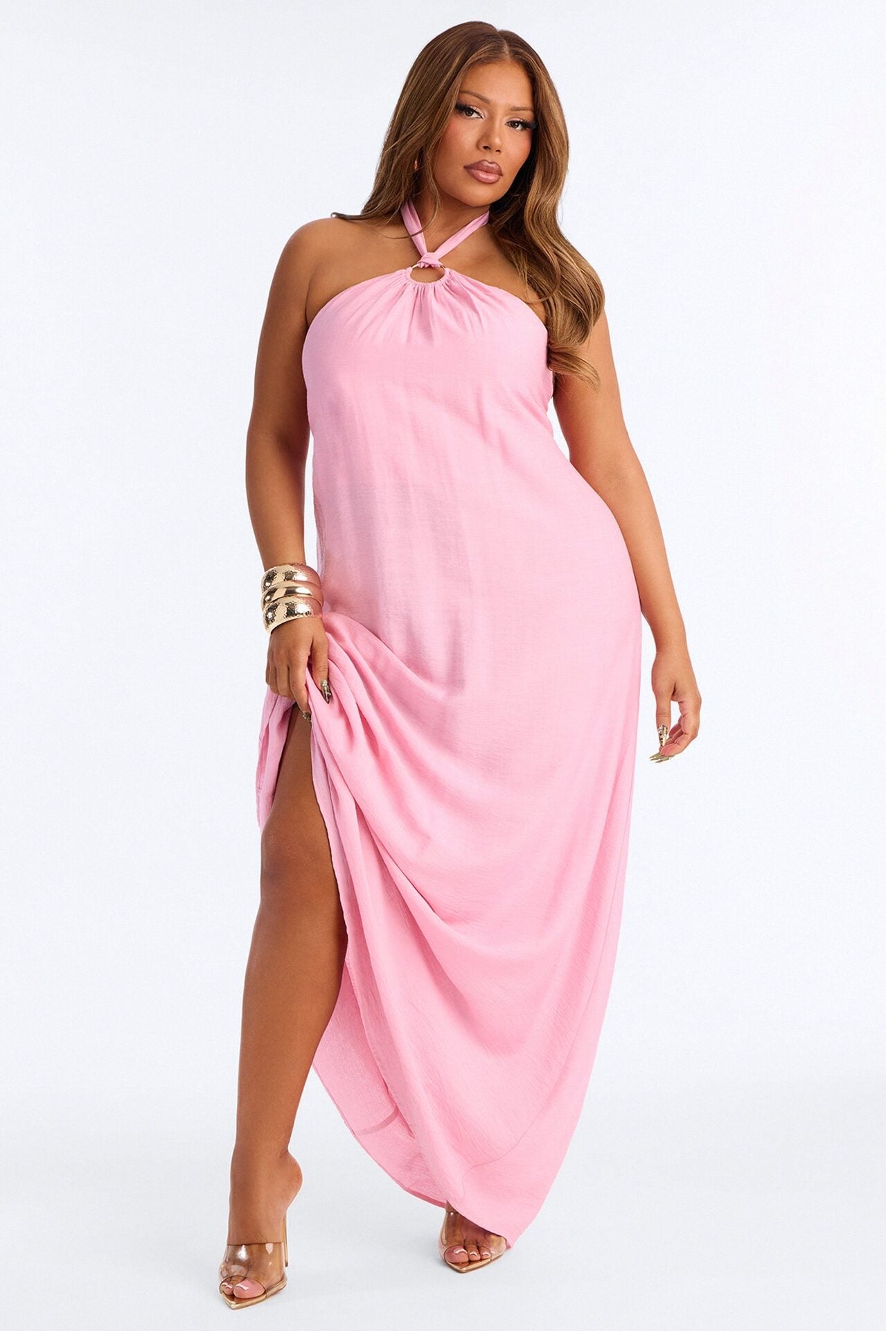 Casually Allure Linen Maxi Dress - Pink image 1