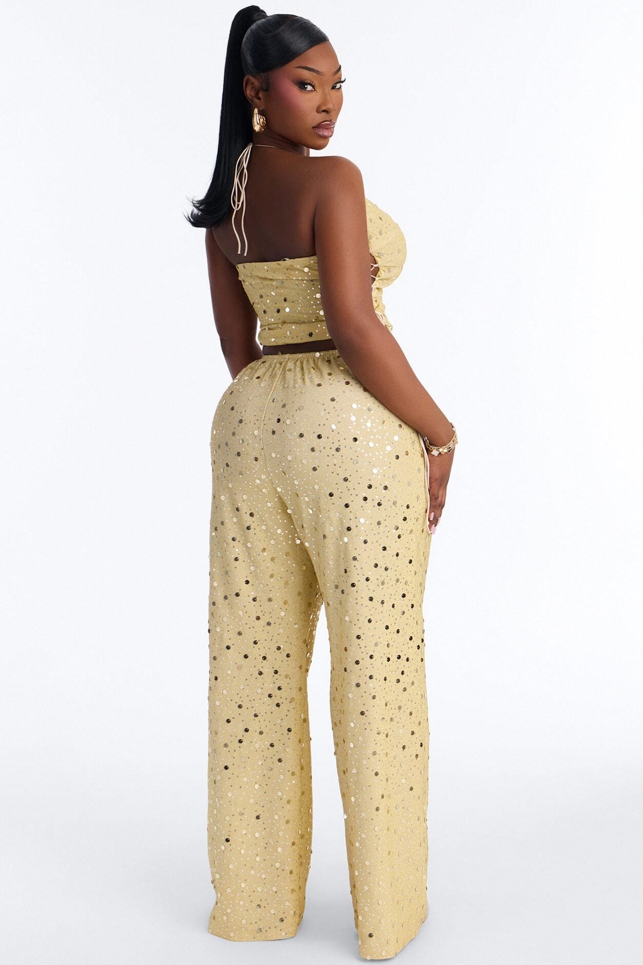 Beach Club Icon Sequin Pant Set - Gold image 1