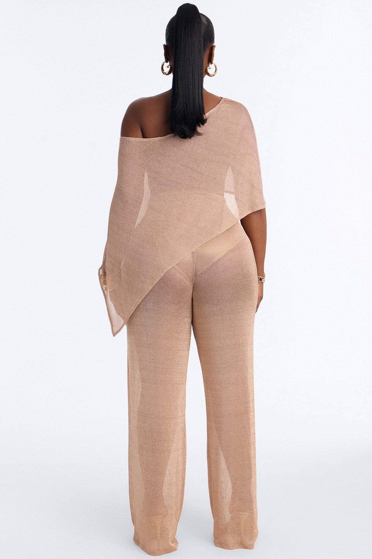 Melanie Metallic Knit 3 Piece Pant Set - Gold image 1