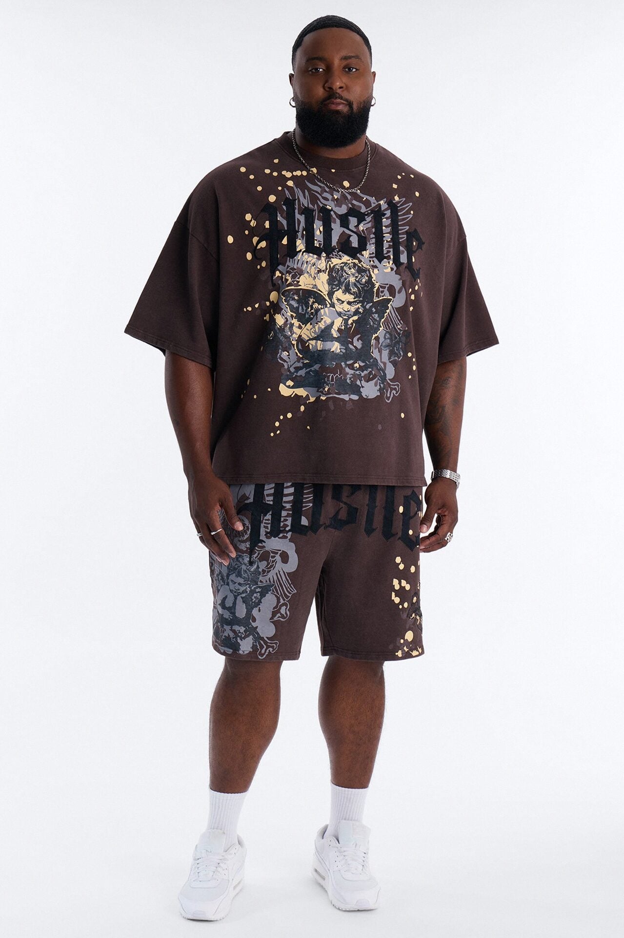 Heavenly Hustle Patch Oversized French Terry Tee - Brown image 6