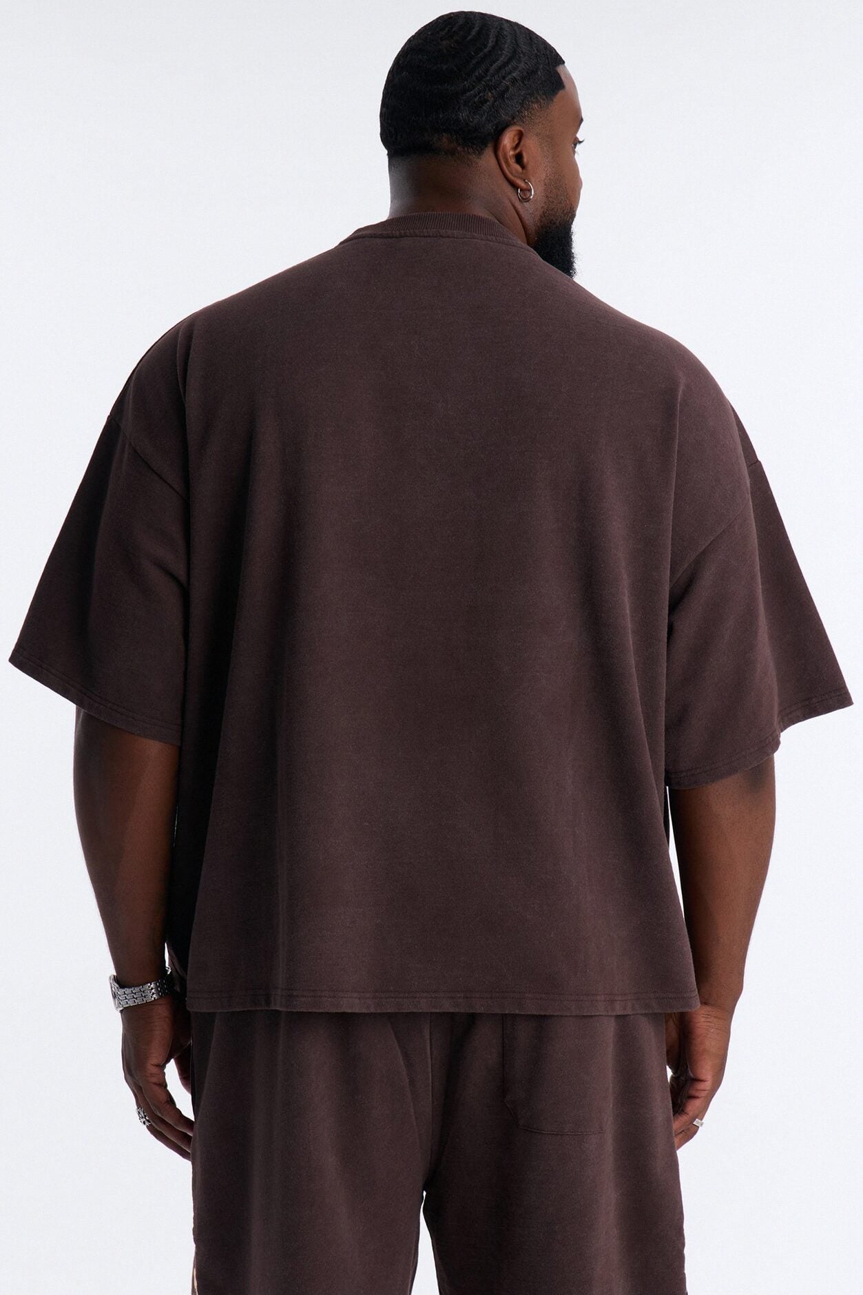 Heavenly Hustle Patch Oversized French Terry Tee - Brown image 8