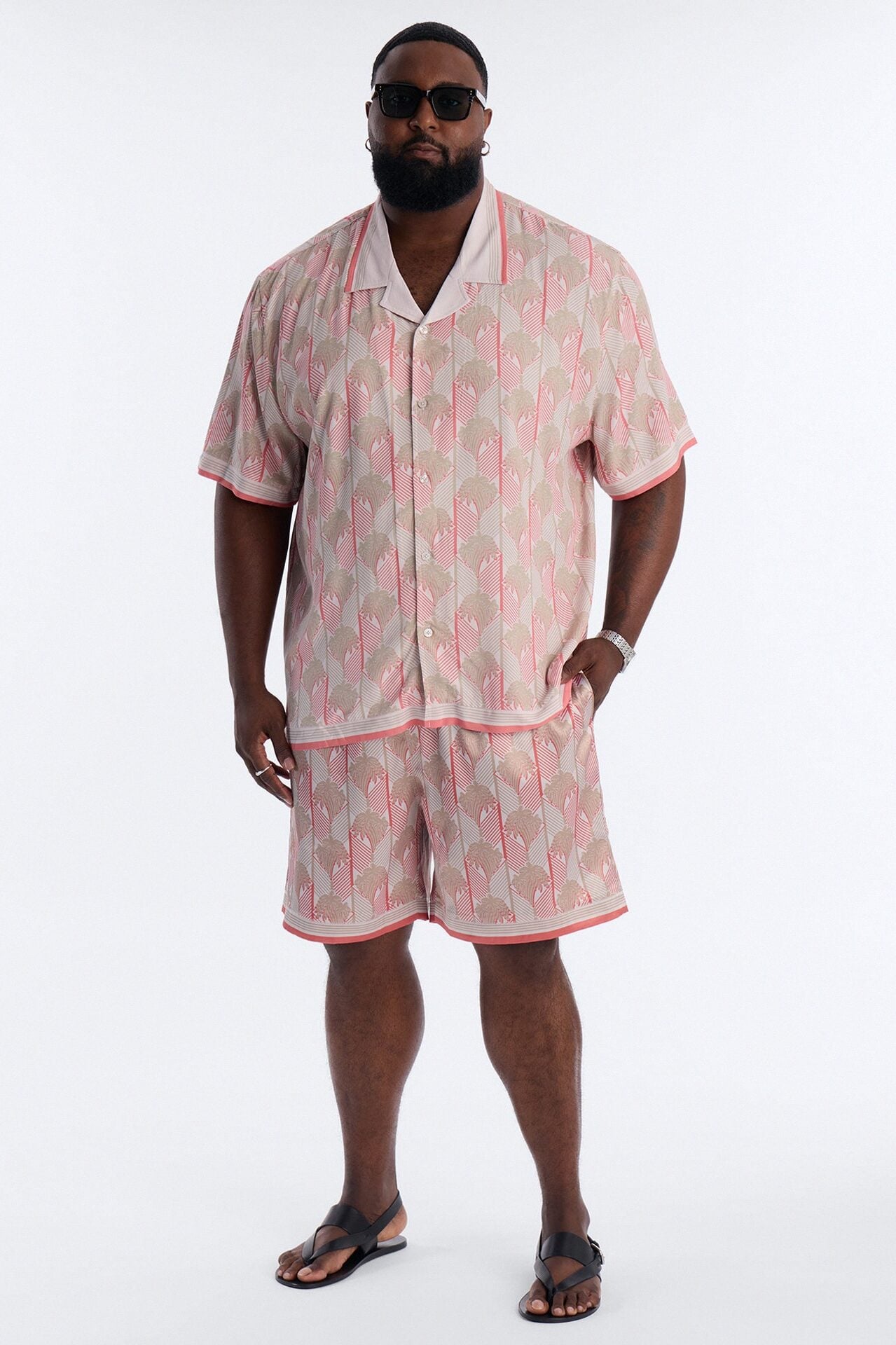 Crimson Palms Button Up Shirt - Red image 6