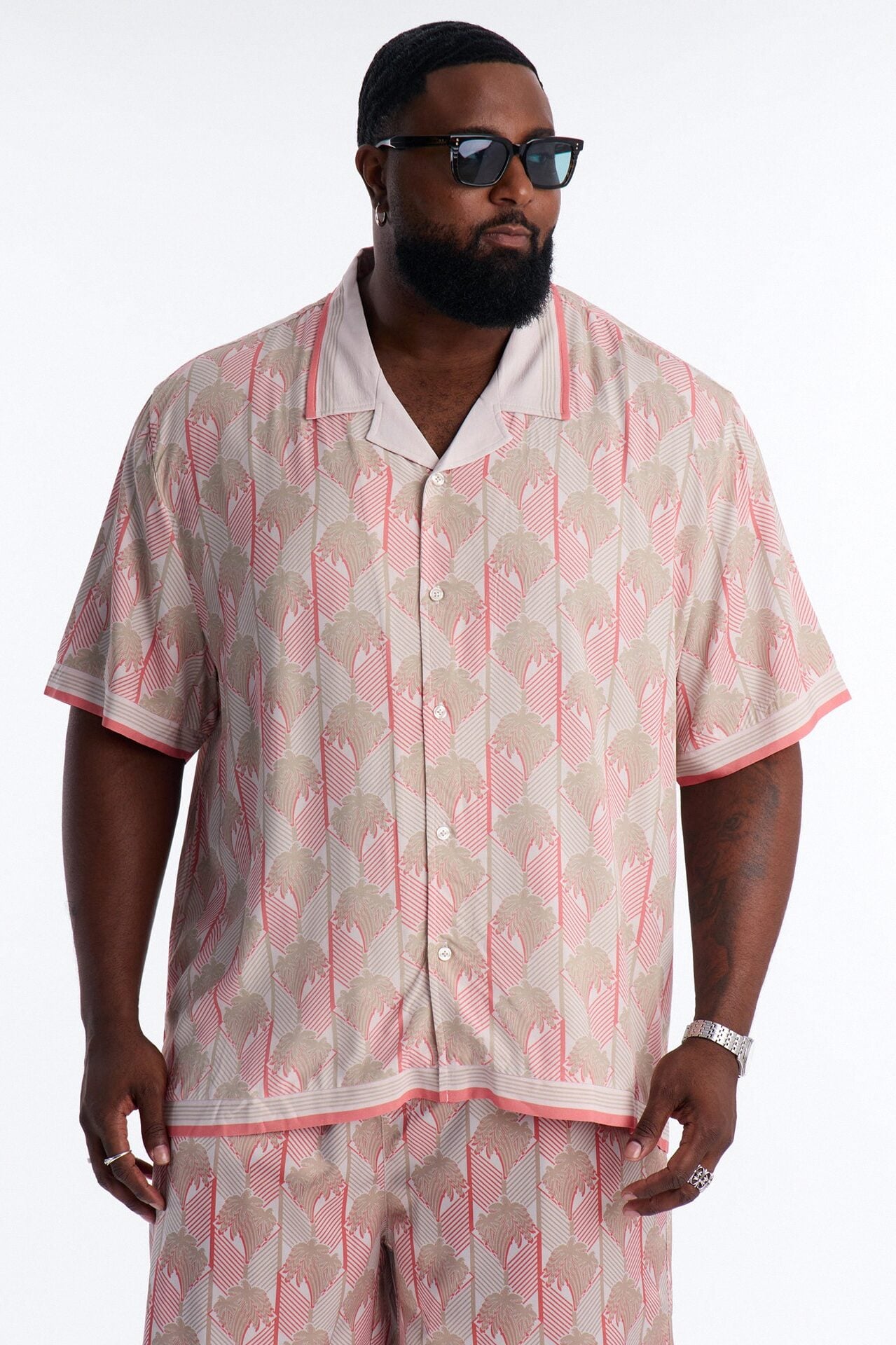 Crimson Palms Button Up Shirt - Red image 5