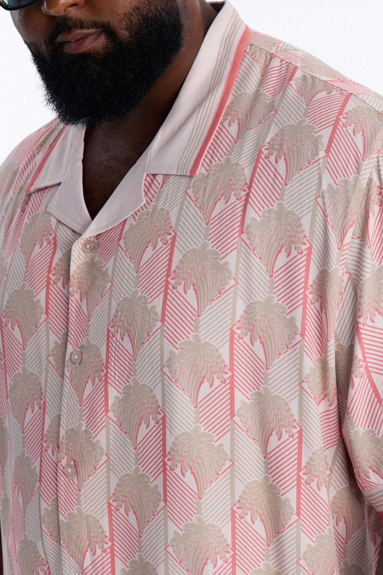 Crimson Palms Button Up Shirt - Red image 7