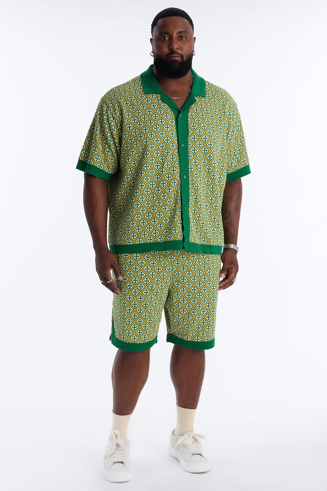 Tunis Medina Jacquard Button Up Shirt - Green image 6