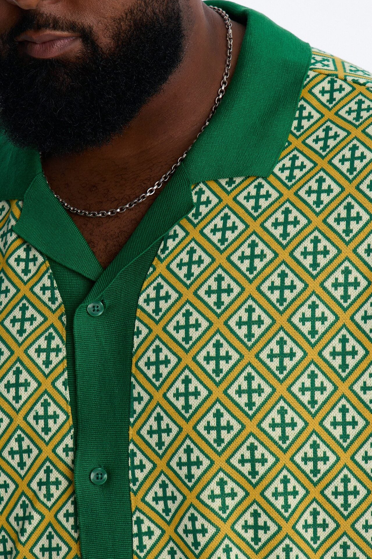 Tunis Medina Jacquard Button Up Shirt - Green image 7
