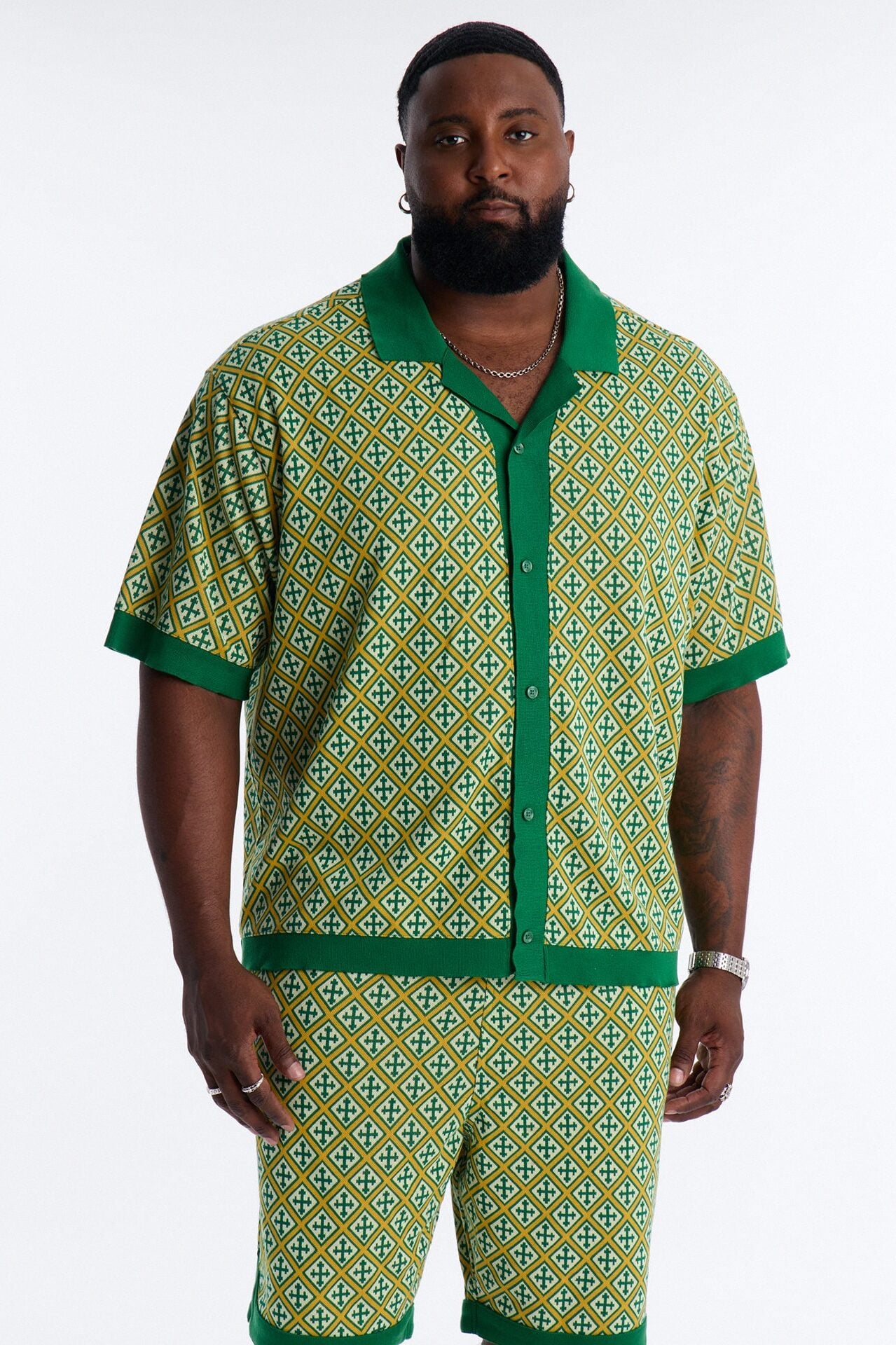 Tunis Medina Jacquard Button Up Shirt - Green image 5