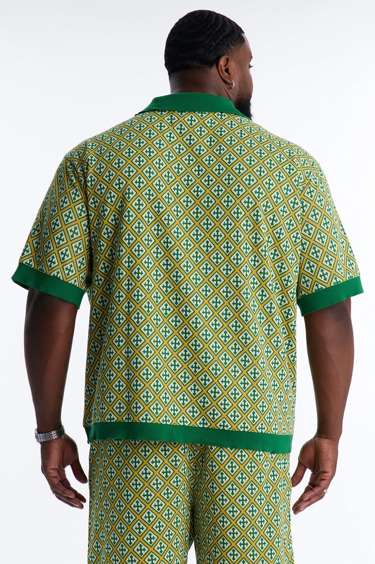 Tunis Medina Jacquard Button Up Shirt - Green image 8