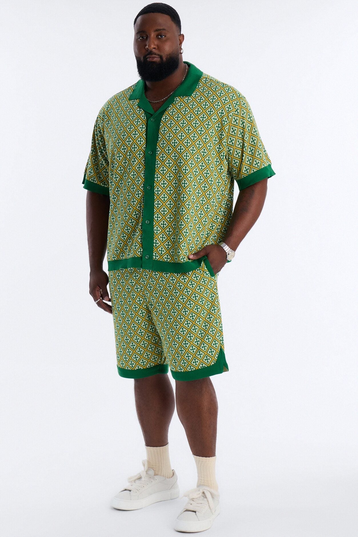 Relaxed Tunis Medina Jacquard Short - Green image 6