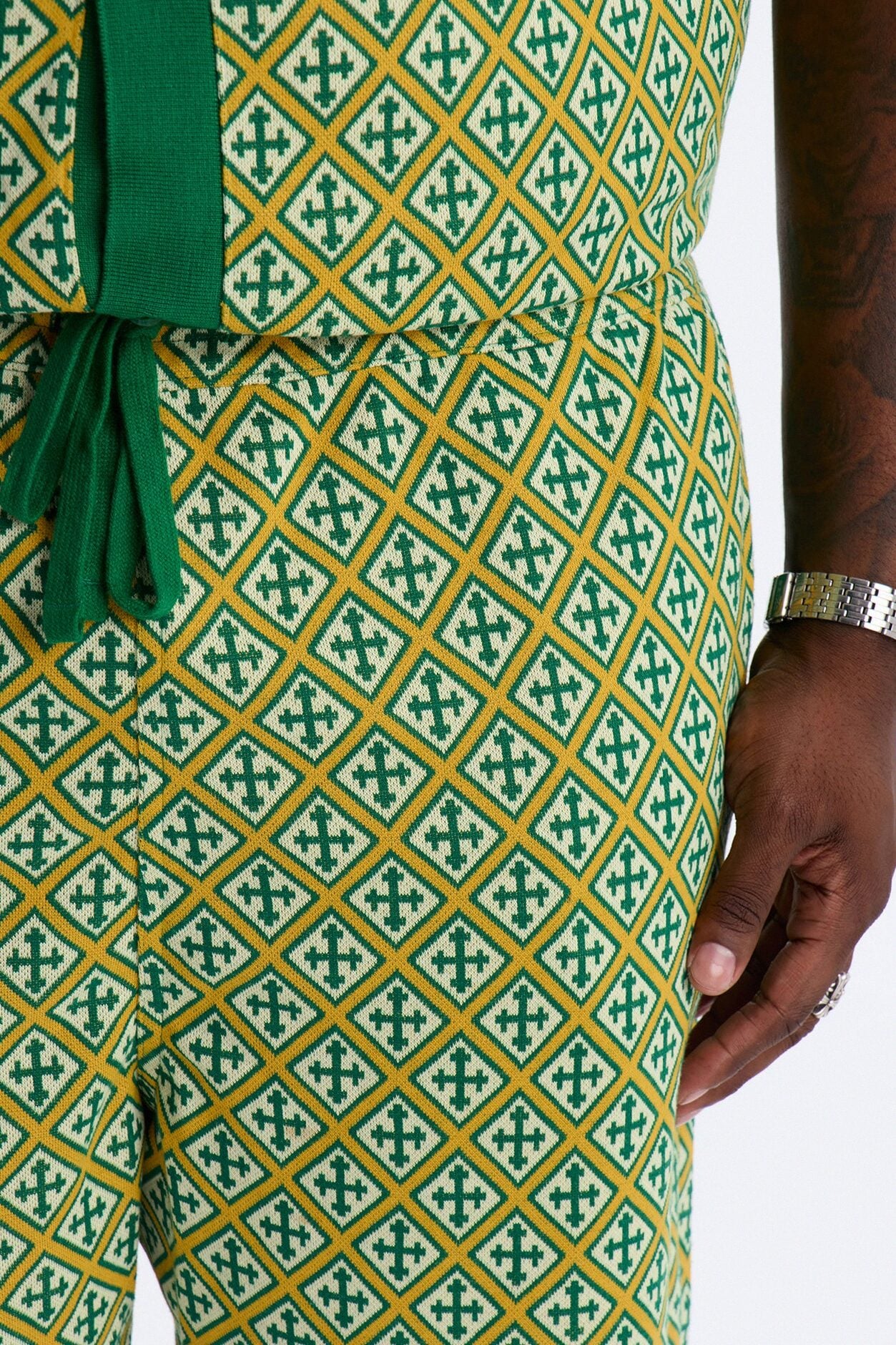 Relaxed Tunis Medina Jacquard Short - Green image 7
