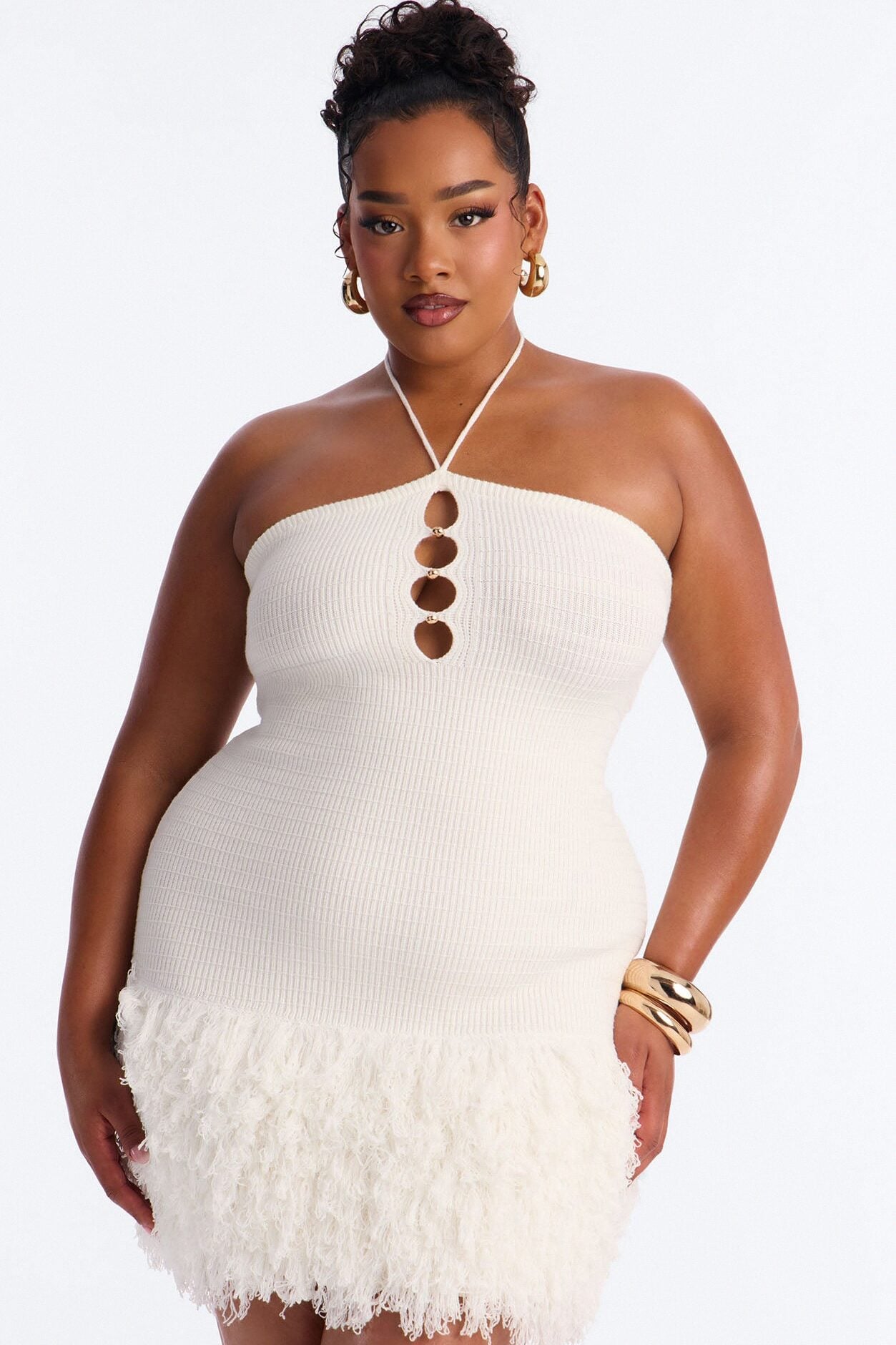 Zadie Sleeveless Fringe Sweater Mini Dress - White image 5