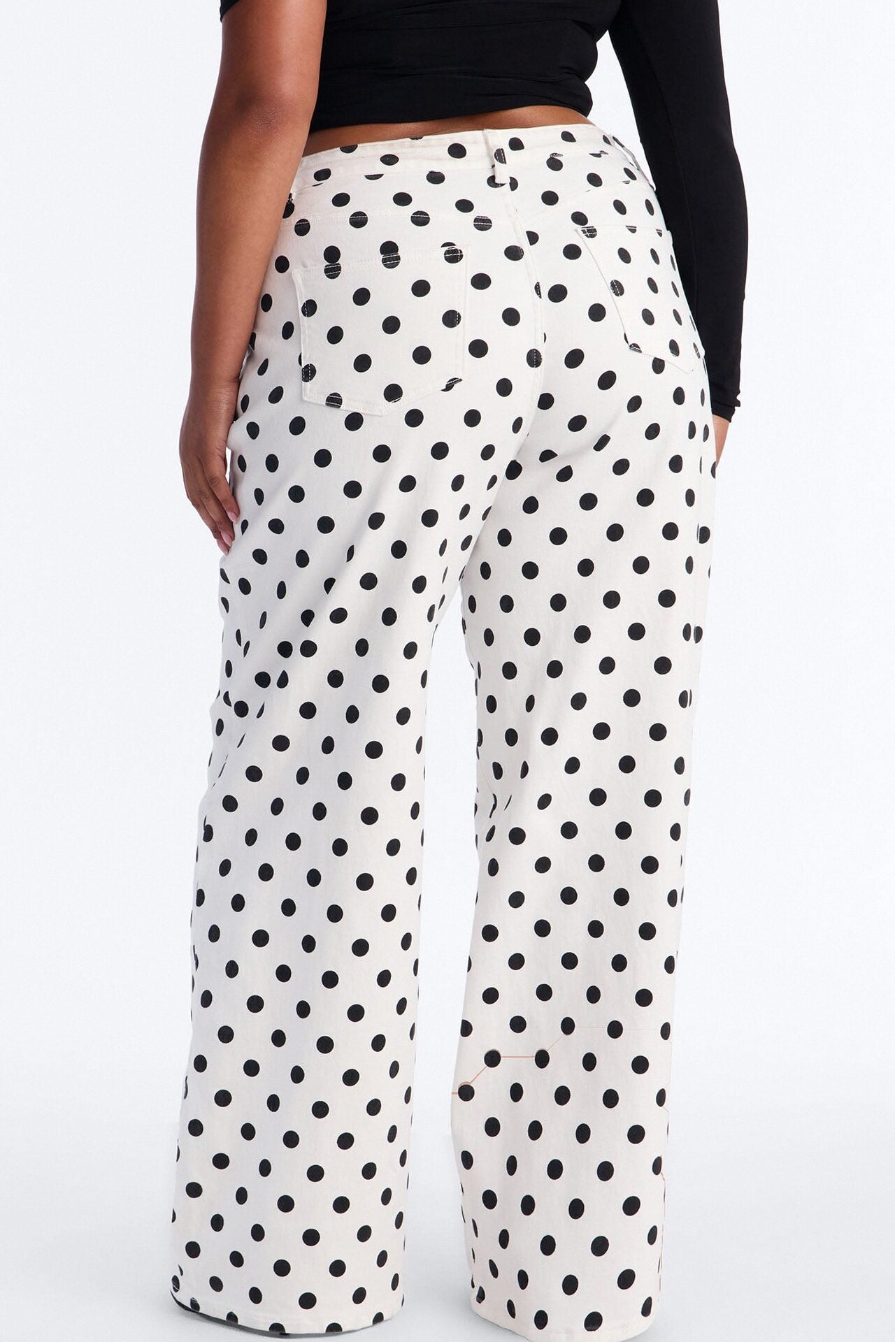 On The Dot Printed Wide Leg Jeans - White/combo image 9