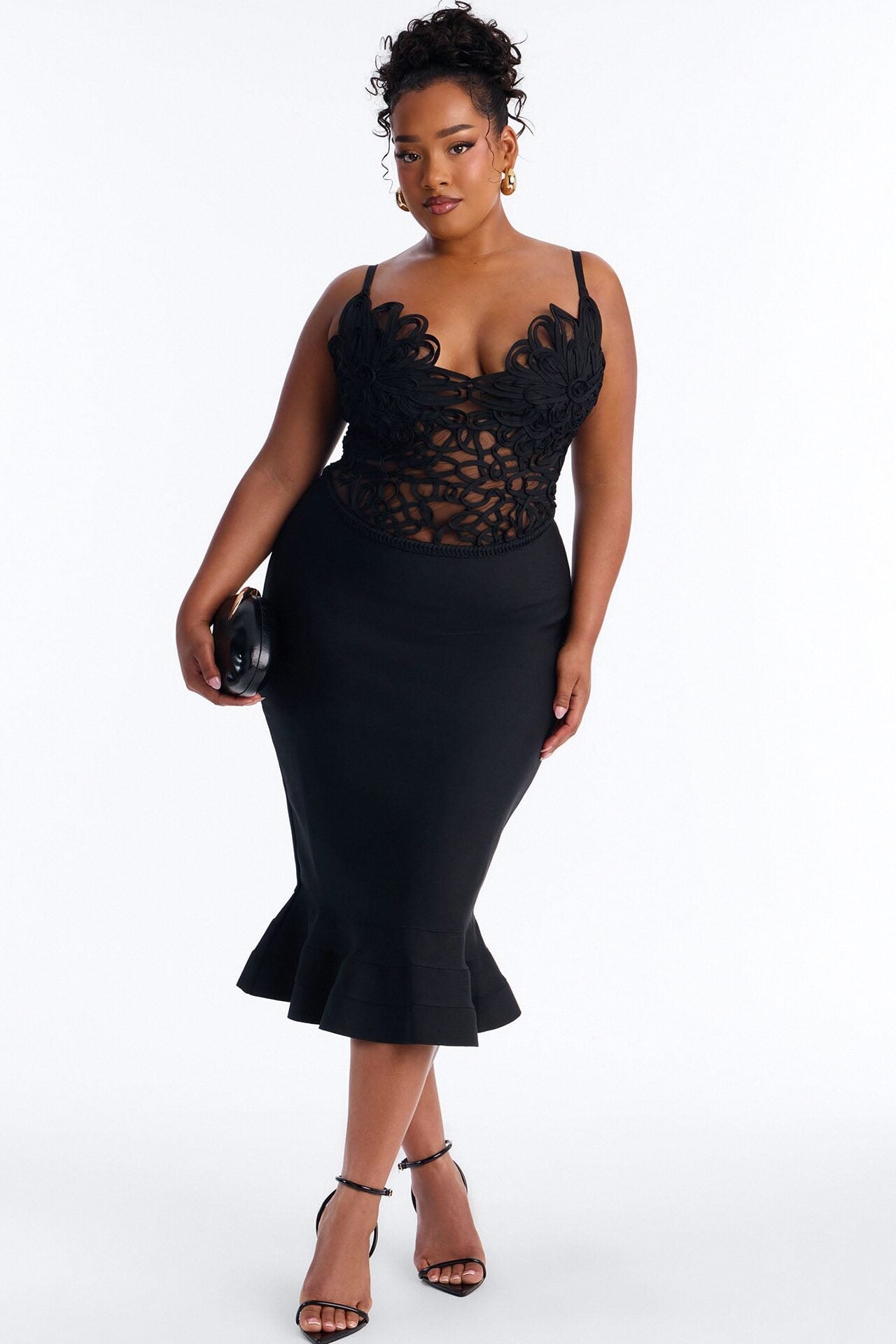 Monique Bandage Mermaid Midi Dress - Black image 1