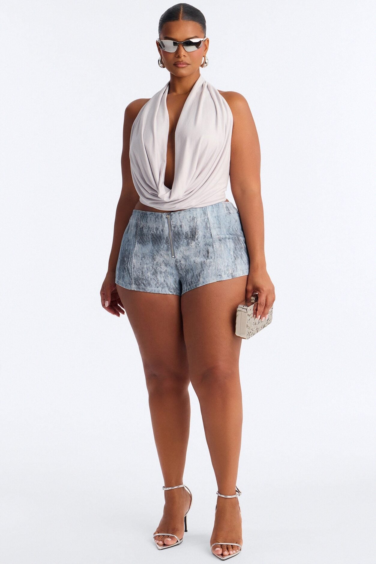Amaya Cowl Neck Halter Top - Grey image 1