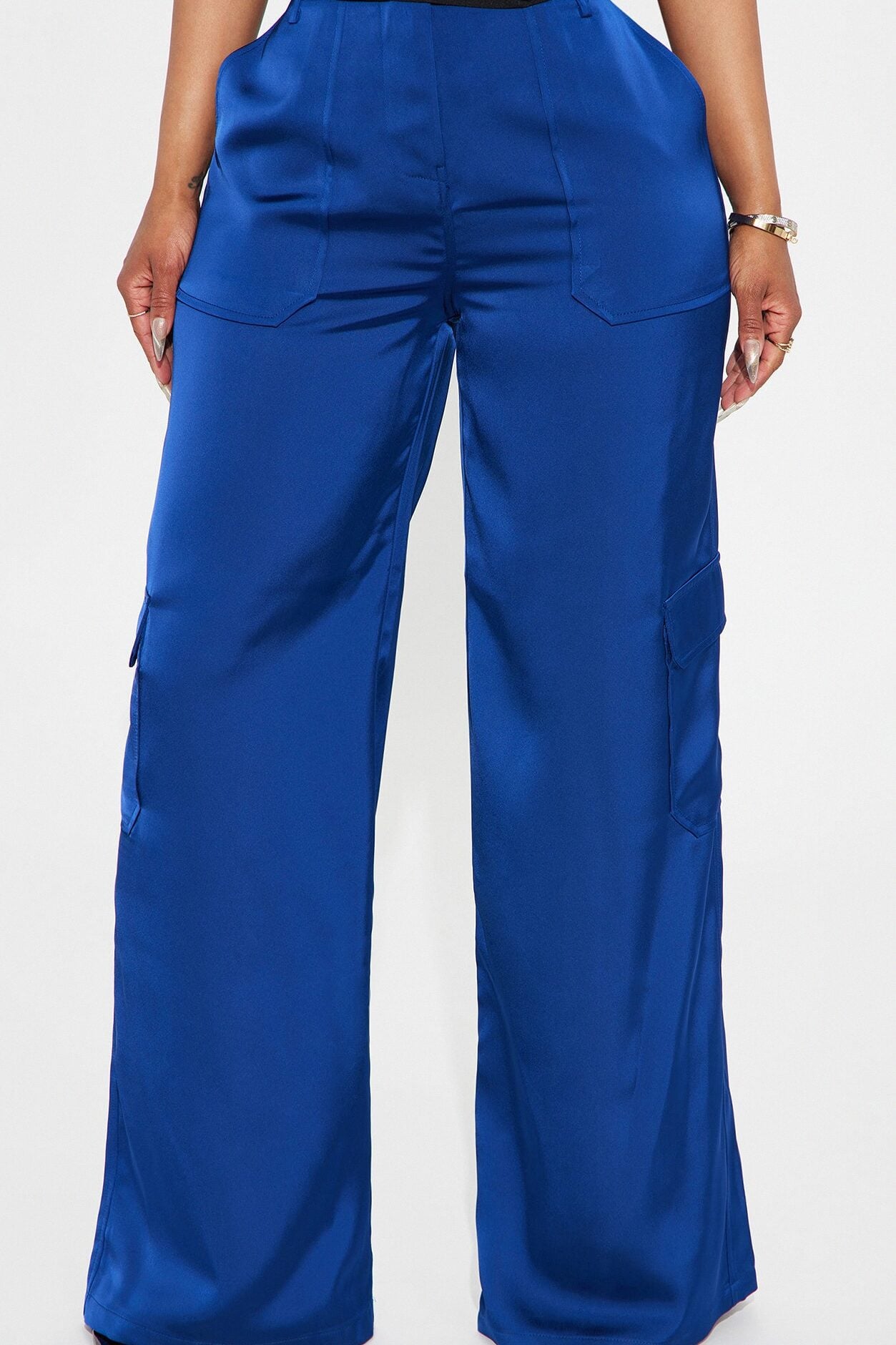 Pretty Girl Satin Cargo Pant - Navy image 5