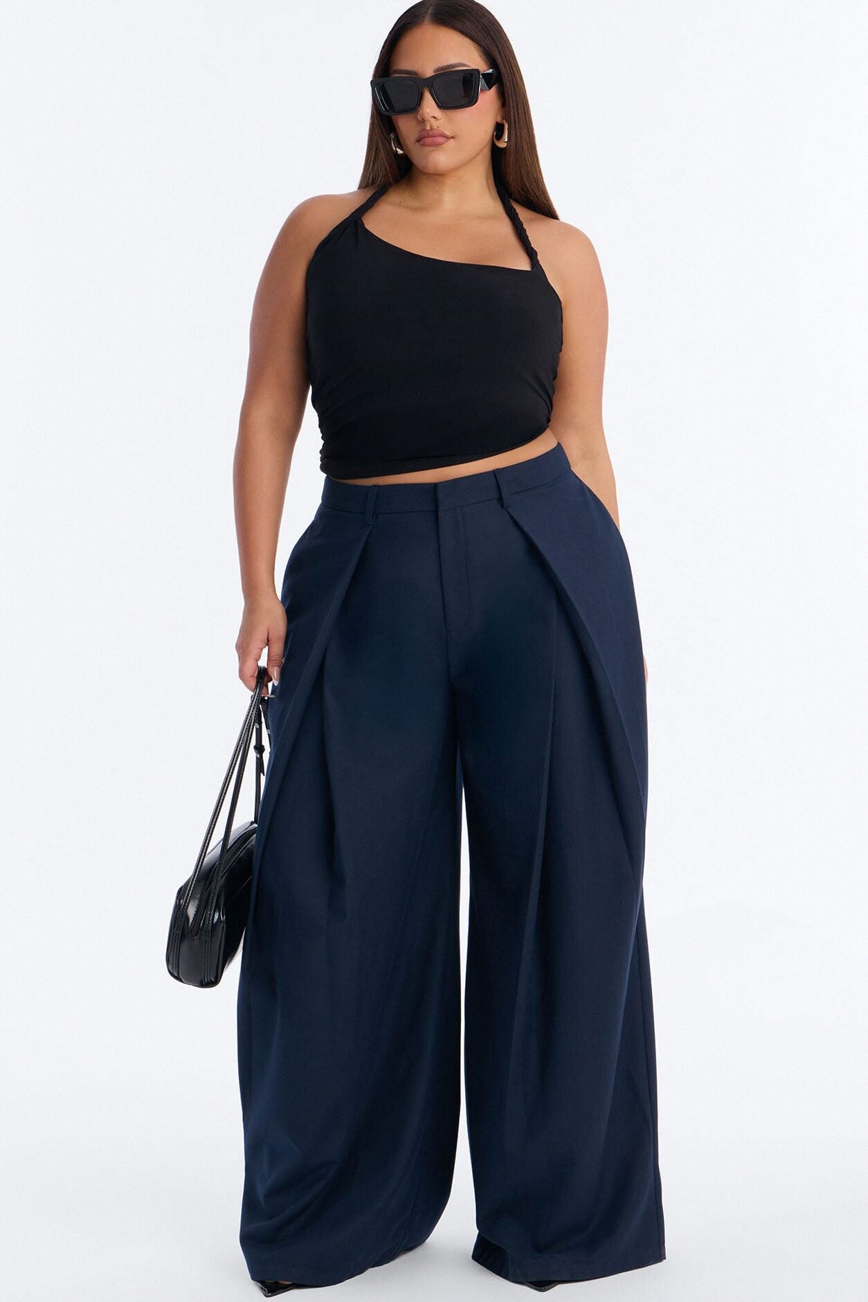 Executive Realness Pleated Wide Leg Trouser 33″ - Navy image 1