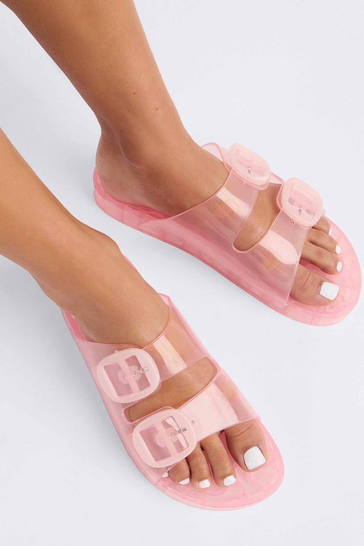 Allie Double Buckle Slides - Pink image 3