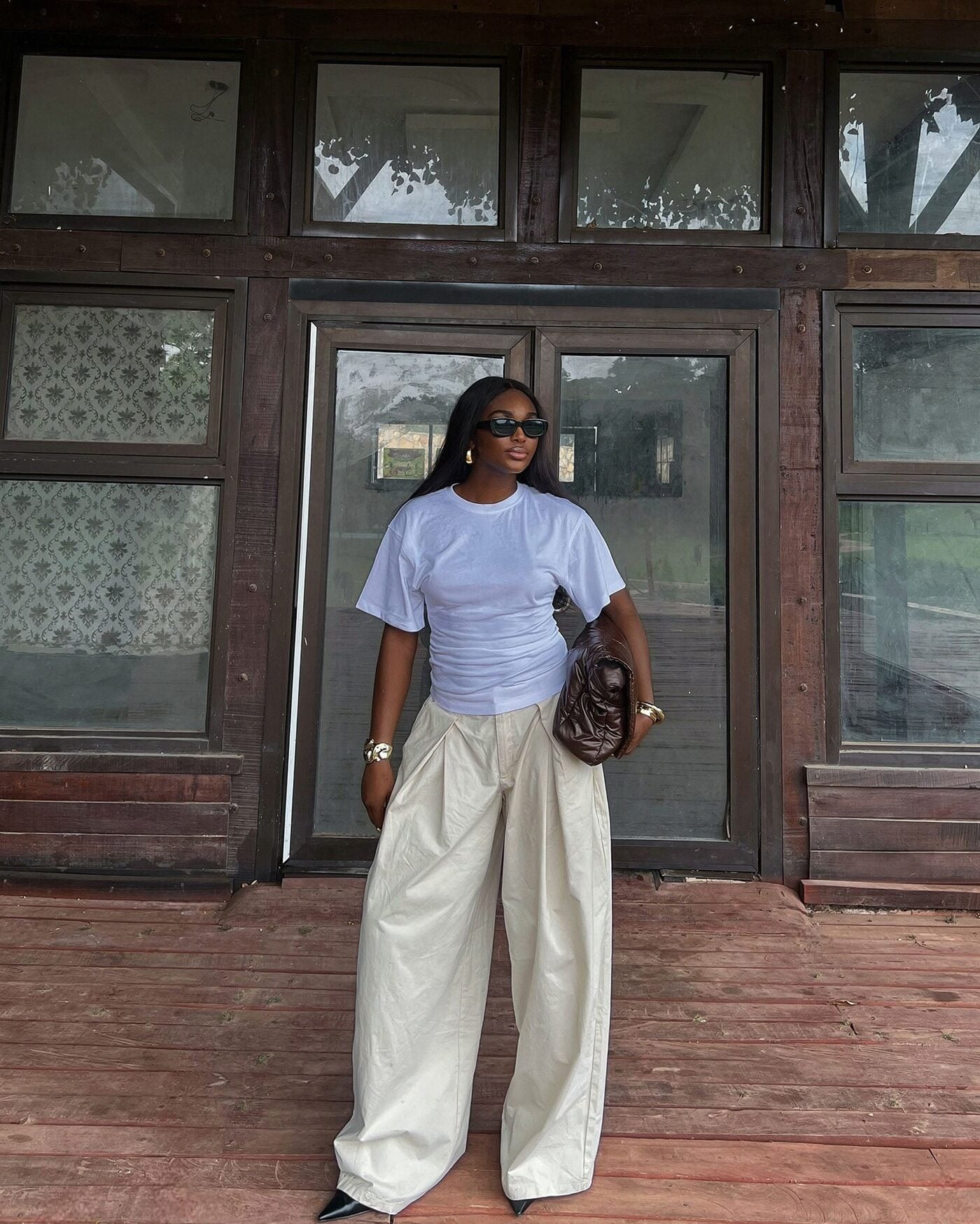Daphnie Mid Rise Wide Leg Pleated Pant - Khaki image 5