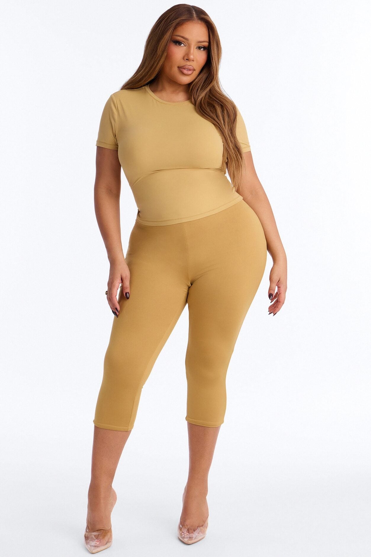 Second Skin Double Lined Short Sleeve Top - Honey image 1