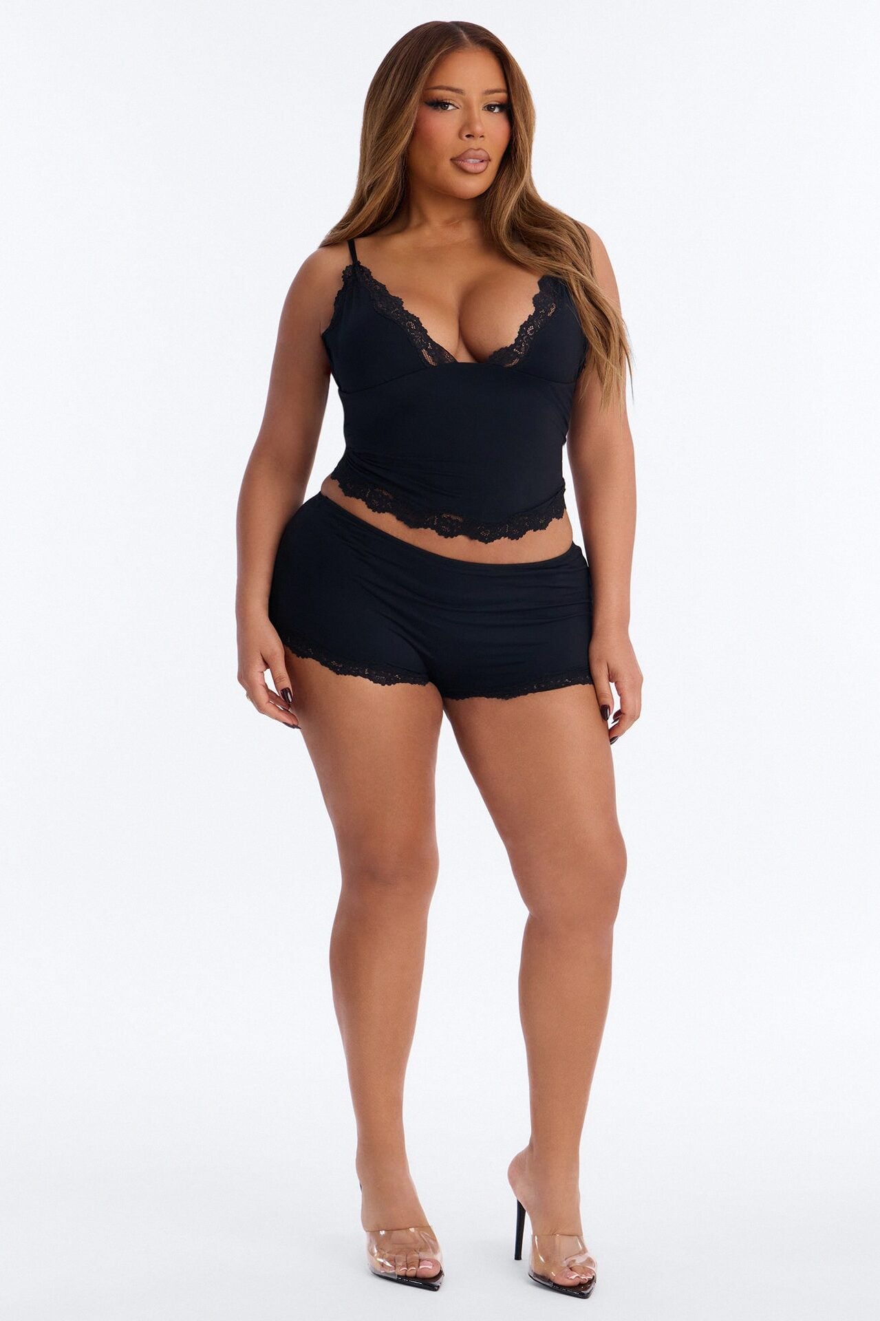 Second Skin Double Lined Lace Trim Micro Shorts - Black image 1