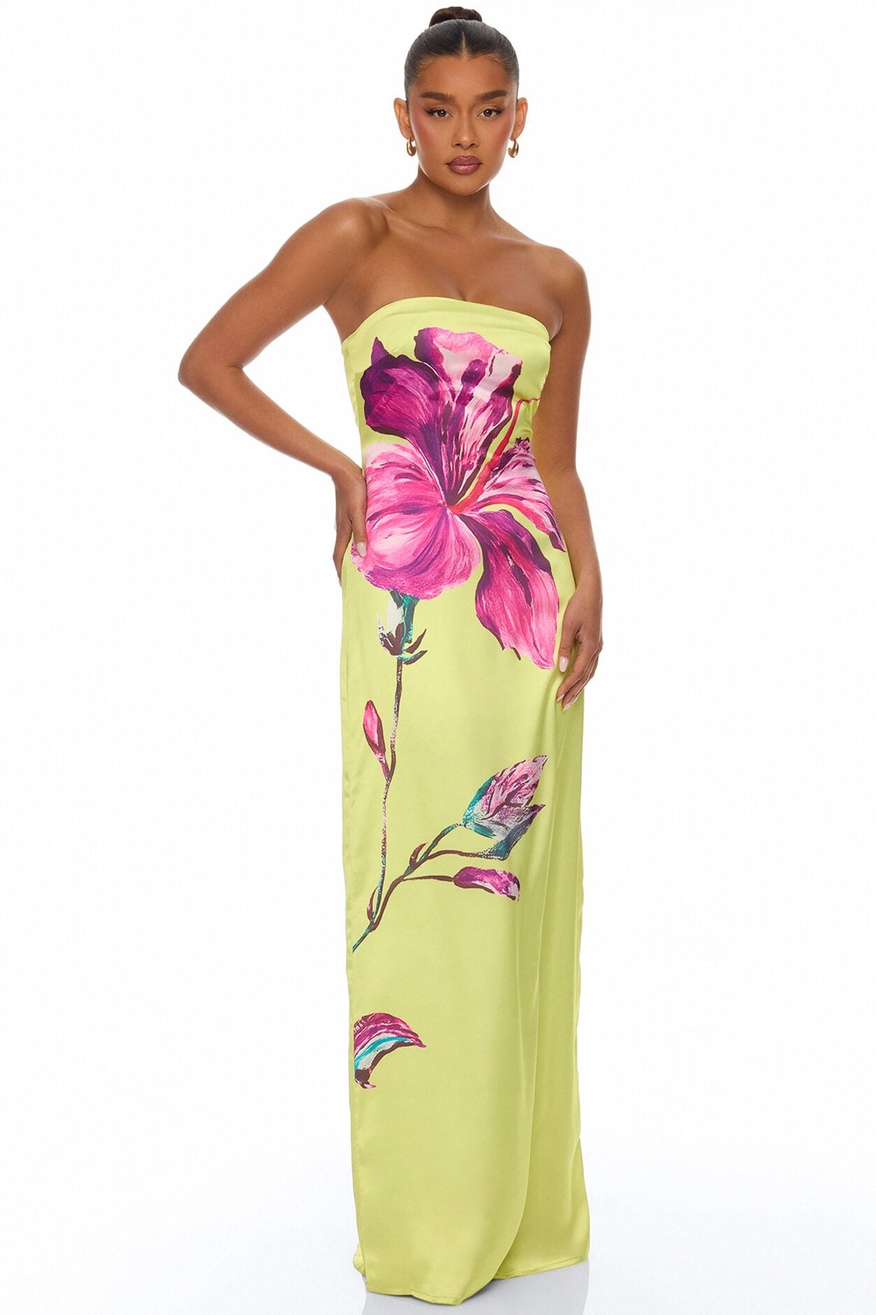 Raelynne Strapless Satin Maxi Dress - Lime image 5
